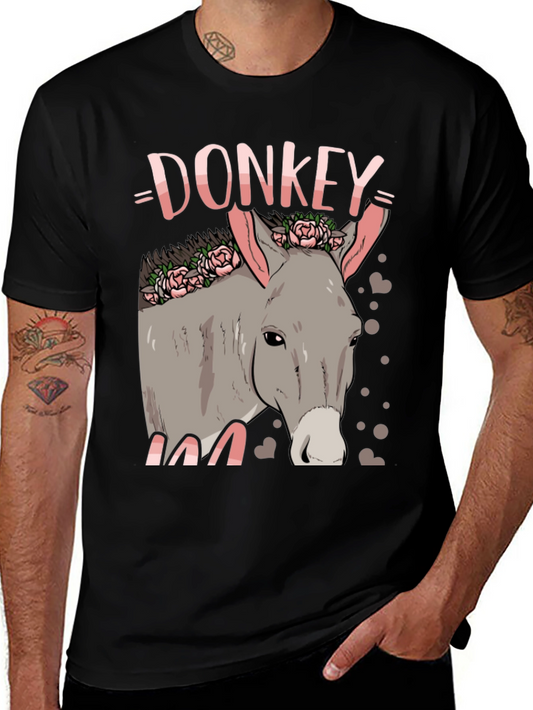 Donkey Floral Graphic Black Tee