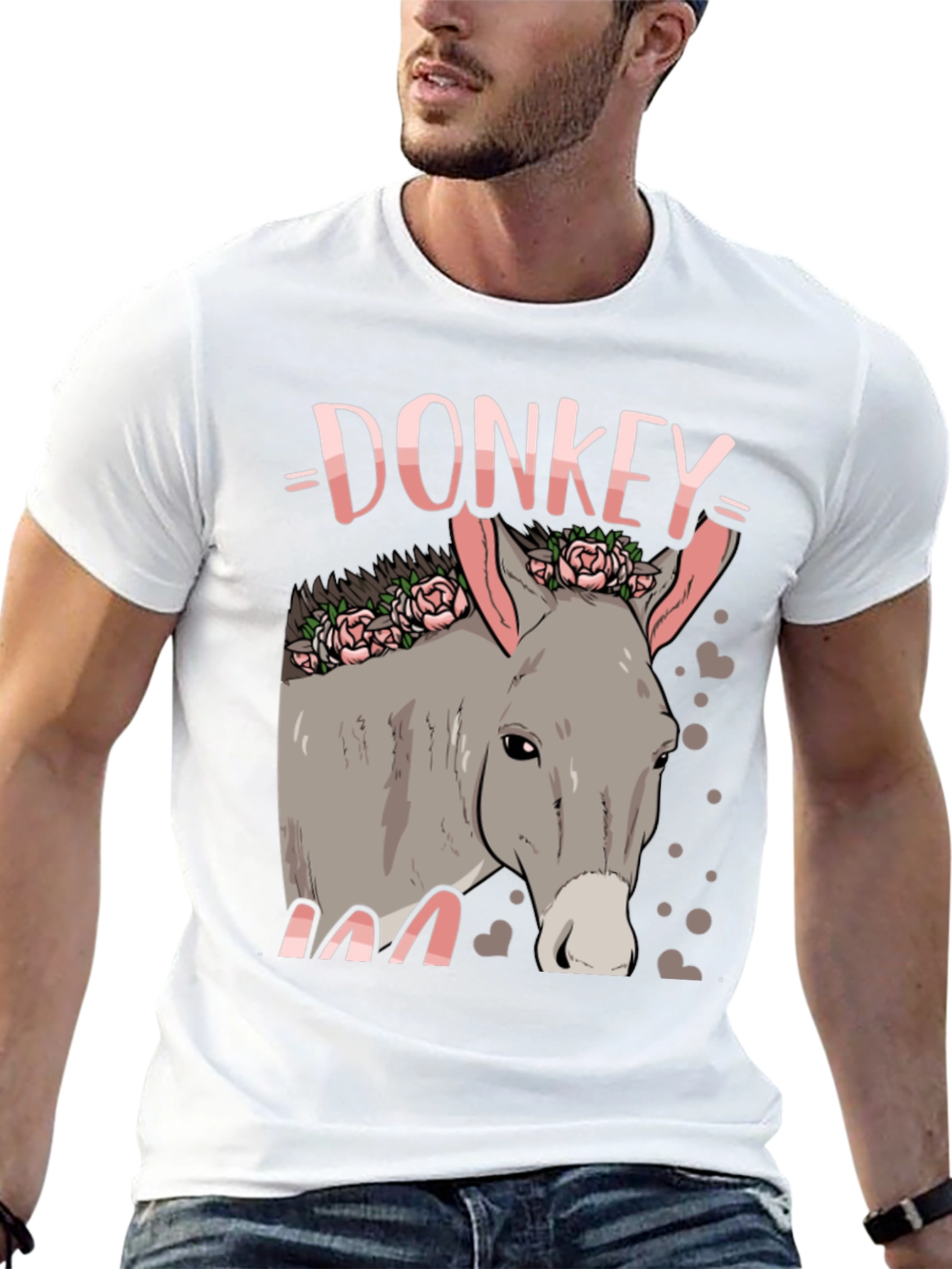 Donkey Floral Graphic Black Tee