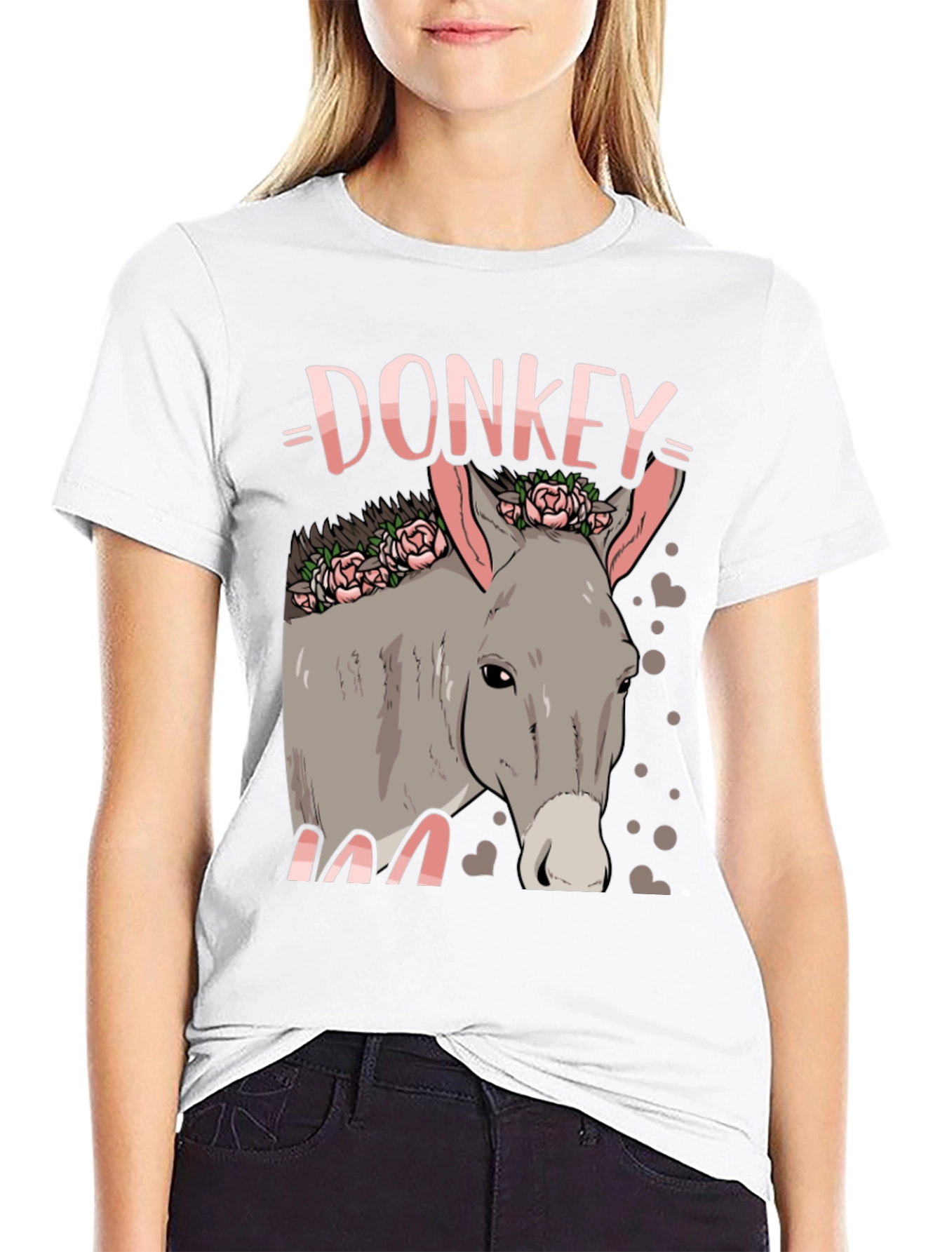 Donkey Floral Graphic Black Tee