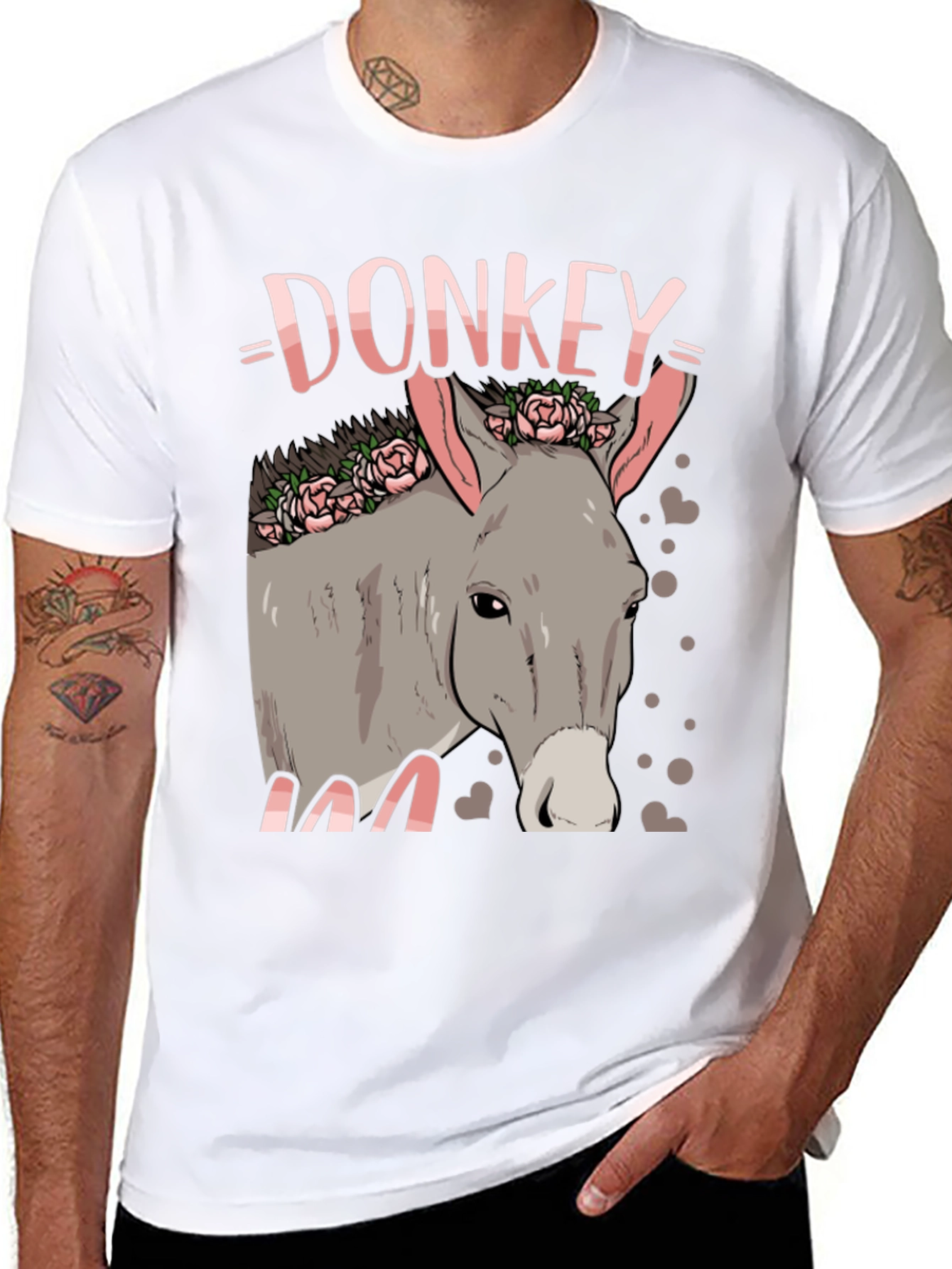 Donkey Floral Graphic Black Tee