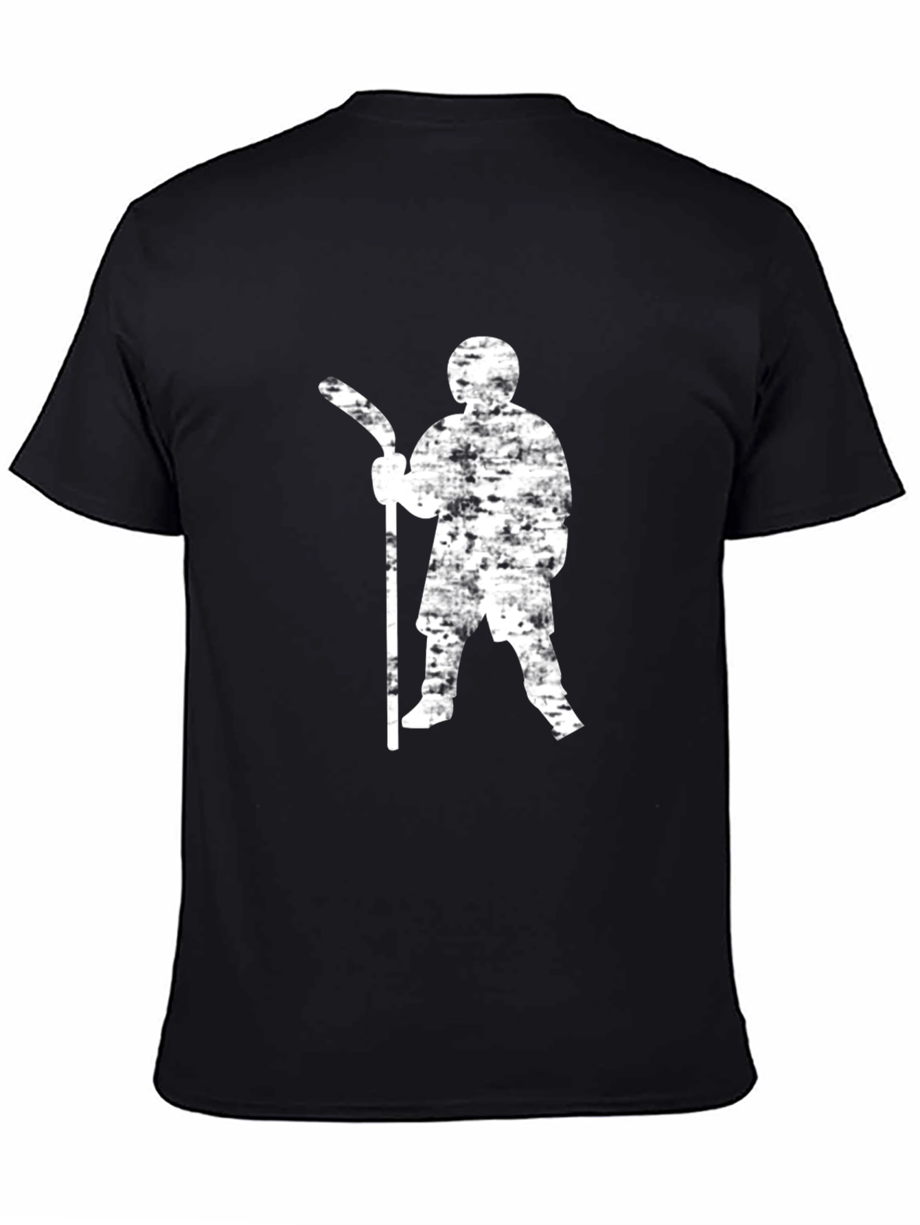 Hockey Player Graphic Tee - Black Cotton T-Shirt