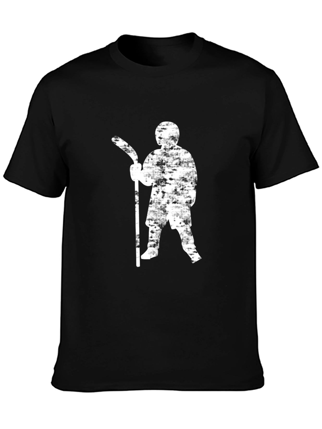 Hockey Player Graphic Tee - Black Cotton T-Shirt