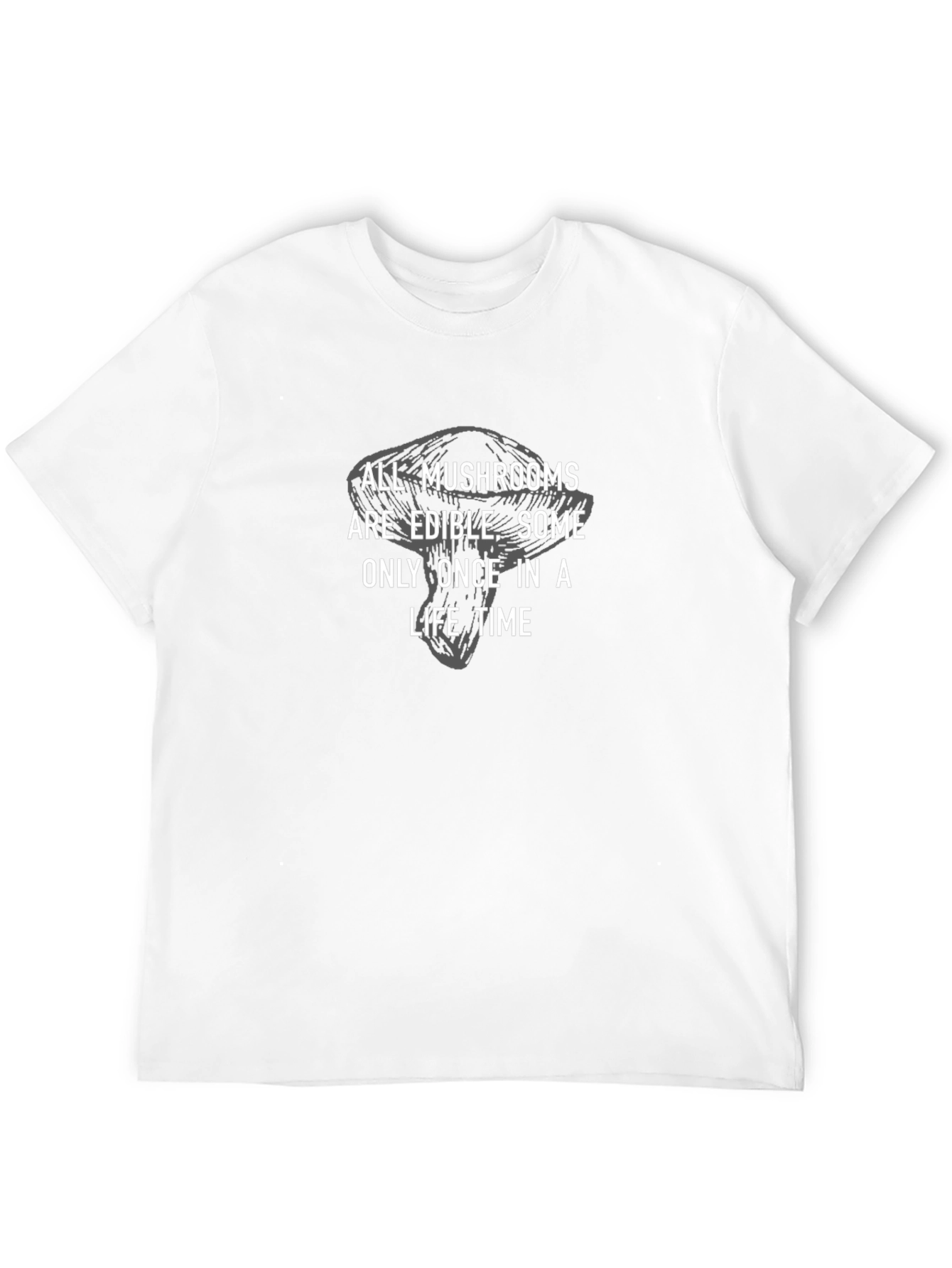 Mushroom Edible Once T-Shirt Black Cotton