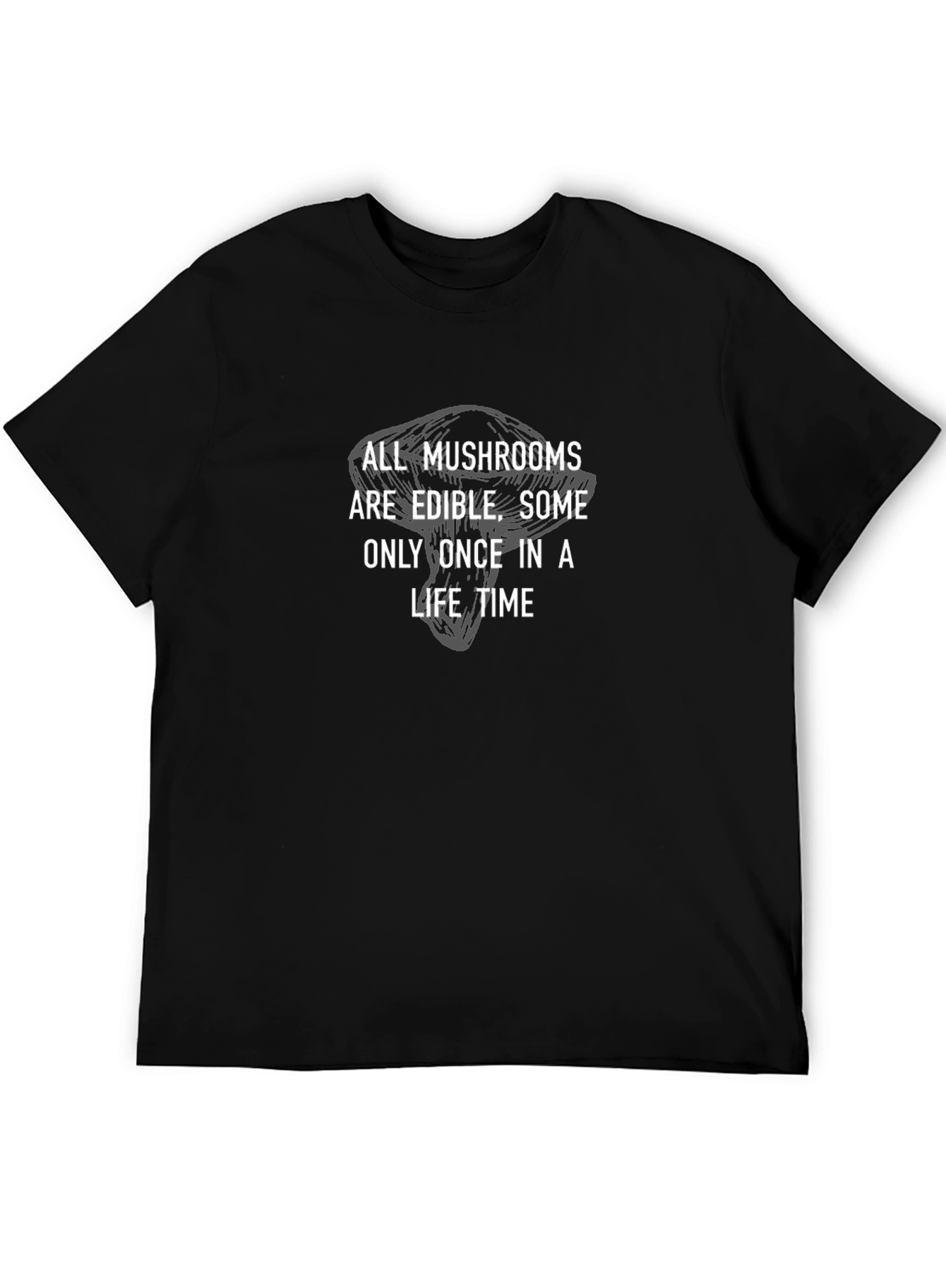 Mushroom Edible Once T-Shirt Black Cotton