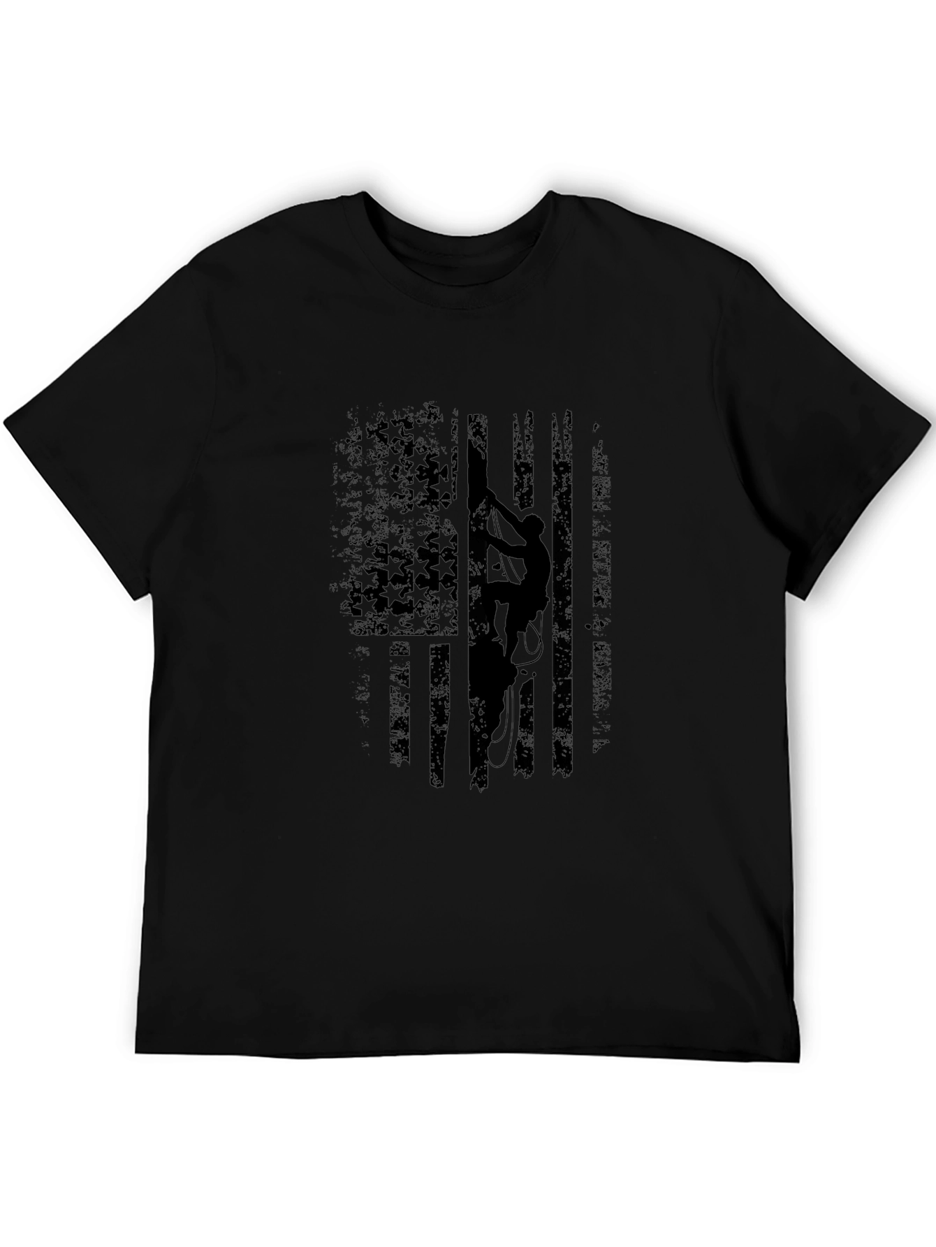 Climbing American Flag Black T-Shirt