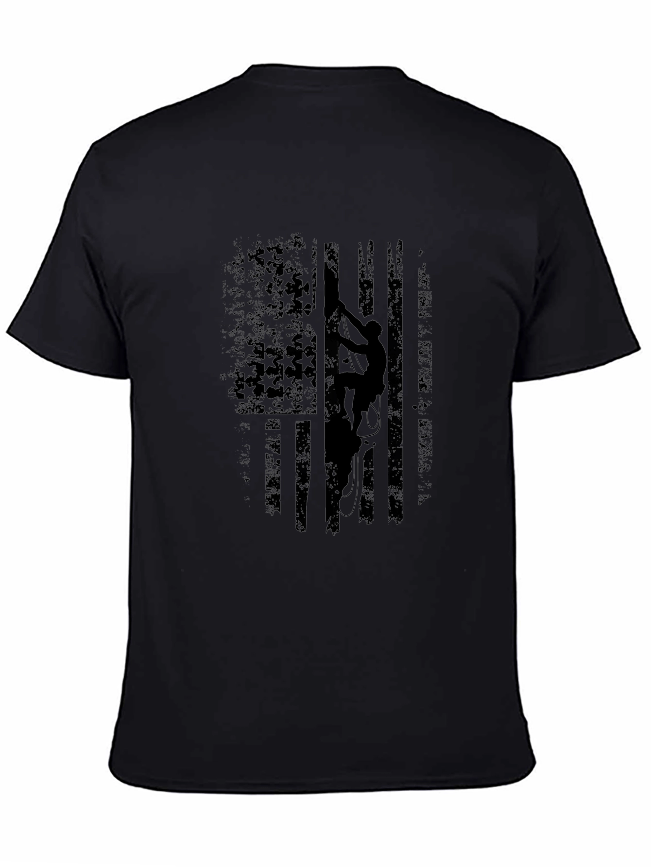 Climbing American Flag Black T-Shirt