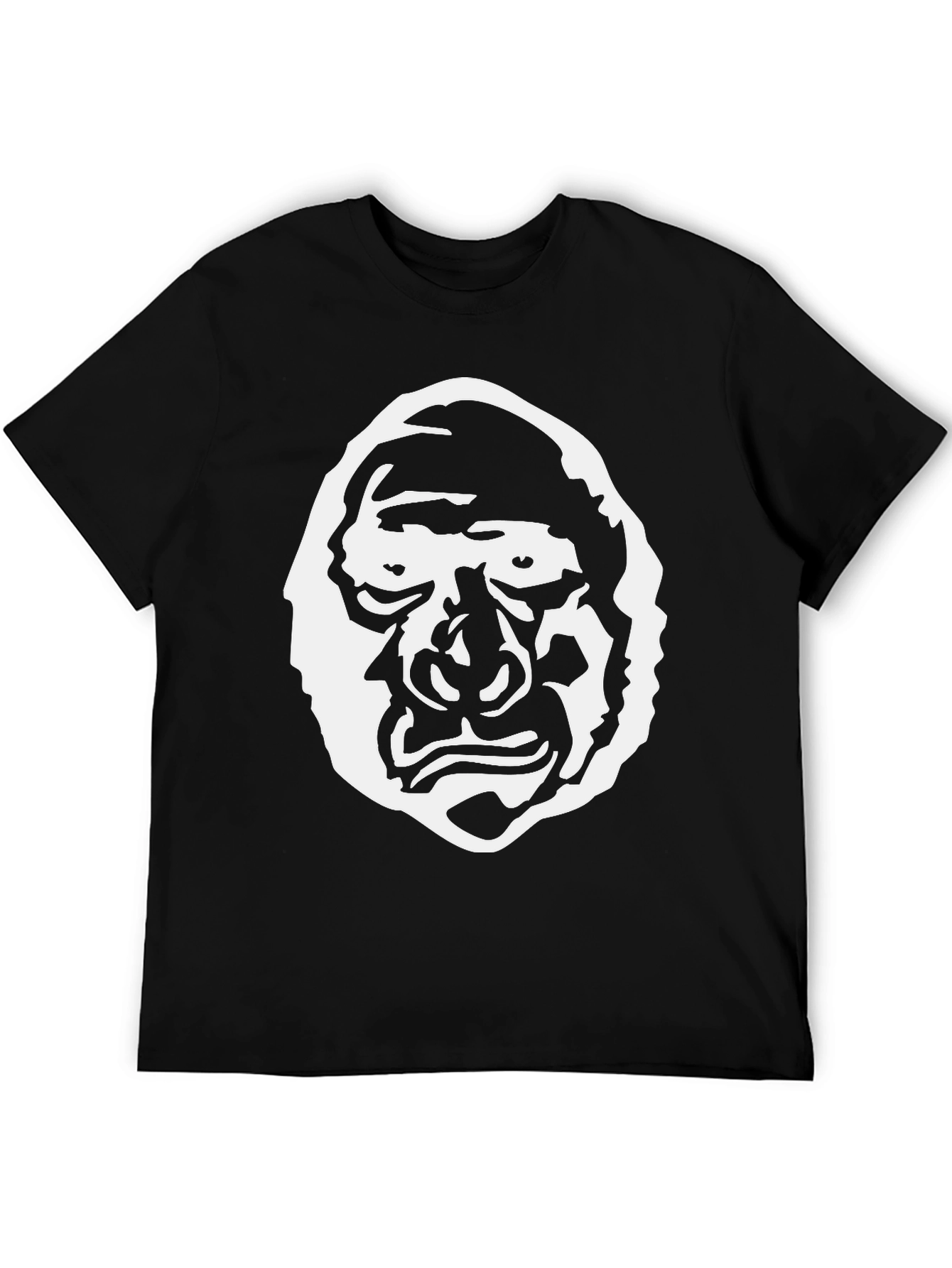 Graphic Tee - Grotesque Face Design Black Cotton