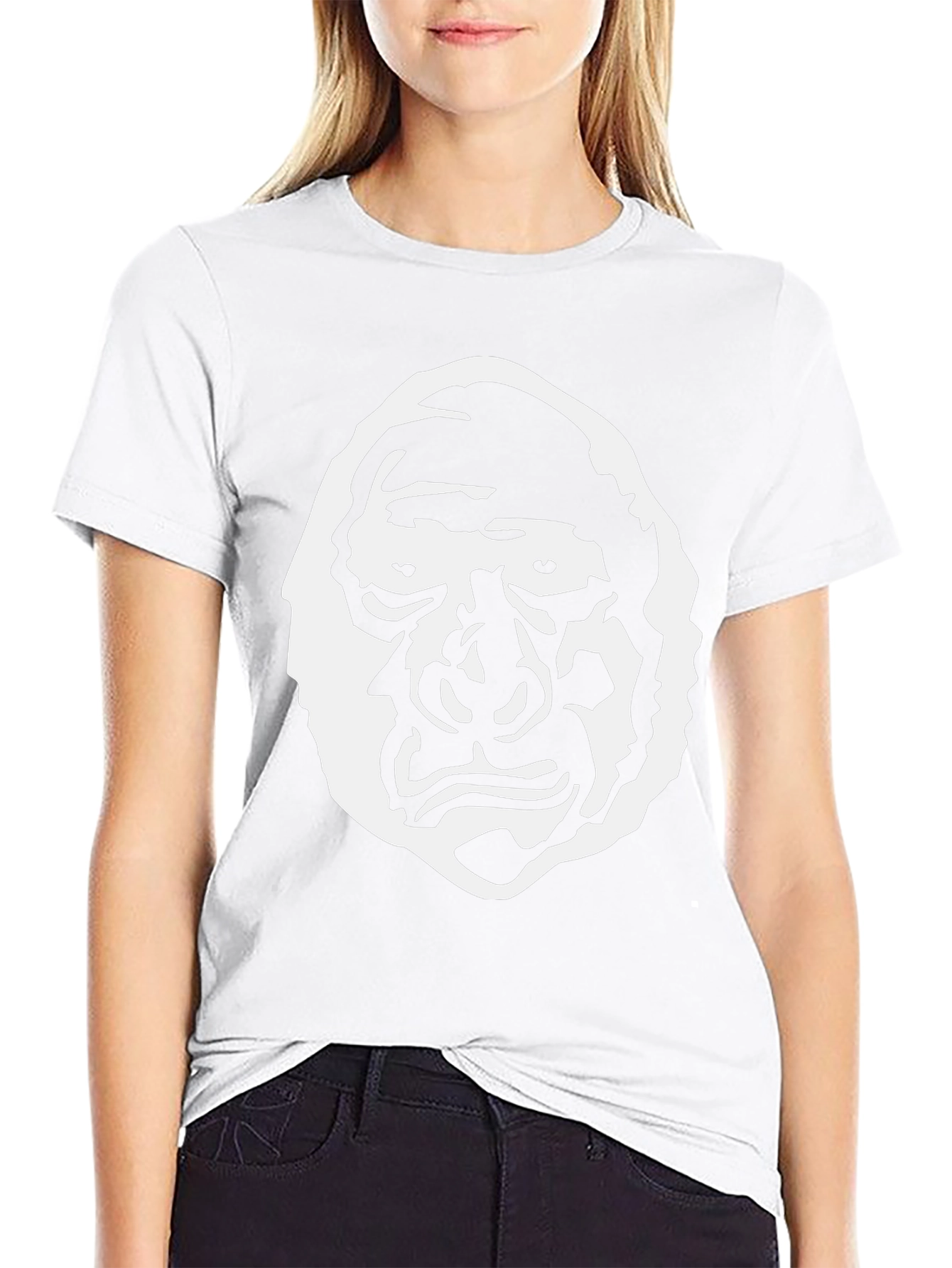 Graphic Tee - Grotesque Face Design Black Cotton