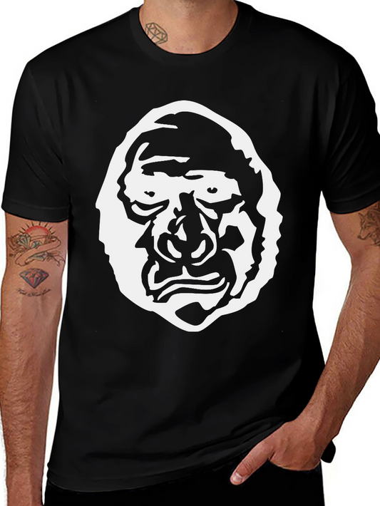 Graphic Tee - Grotesque Face Design Black Cotton