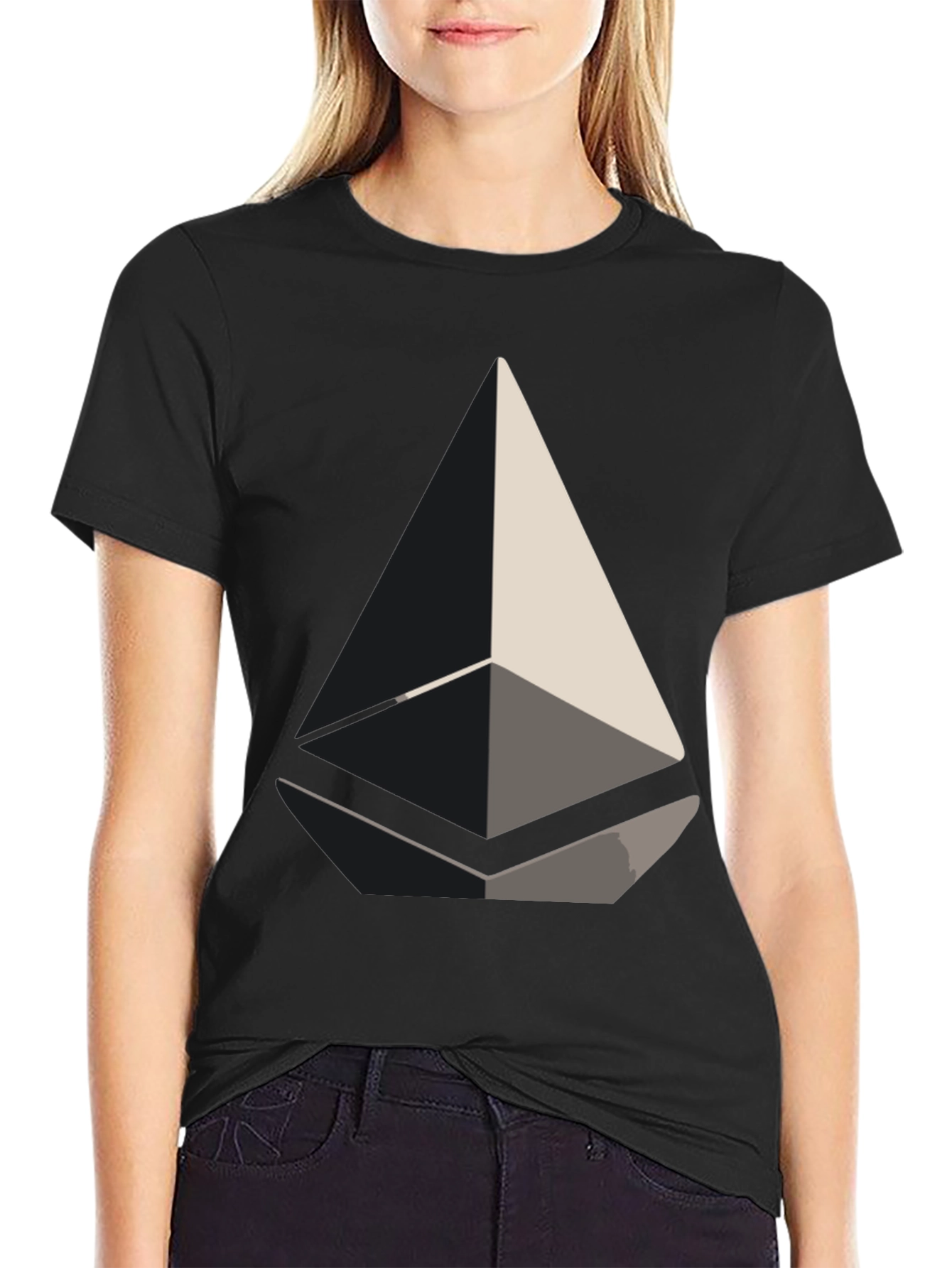 Abstract Geometric Design Black T-Shirt