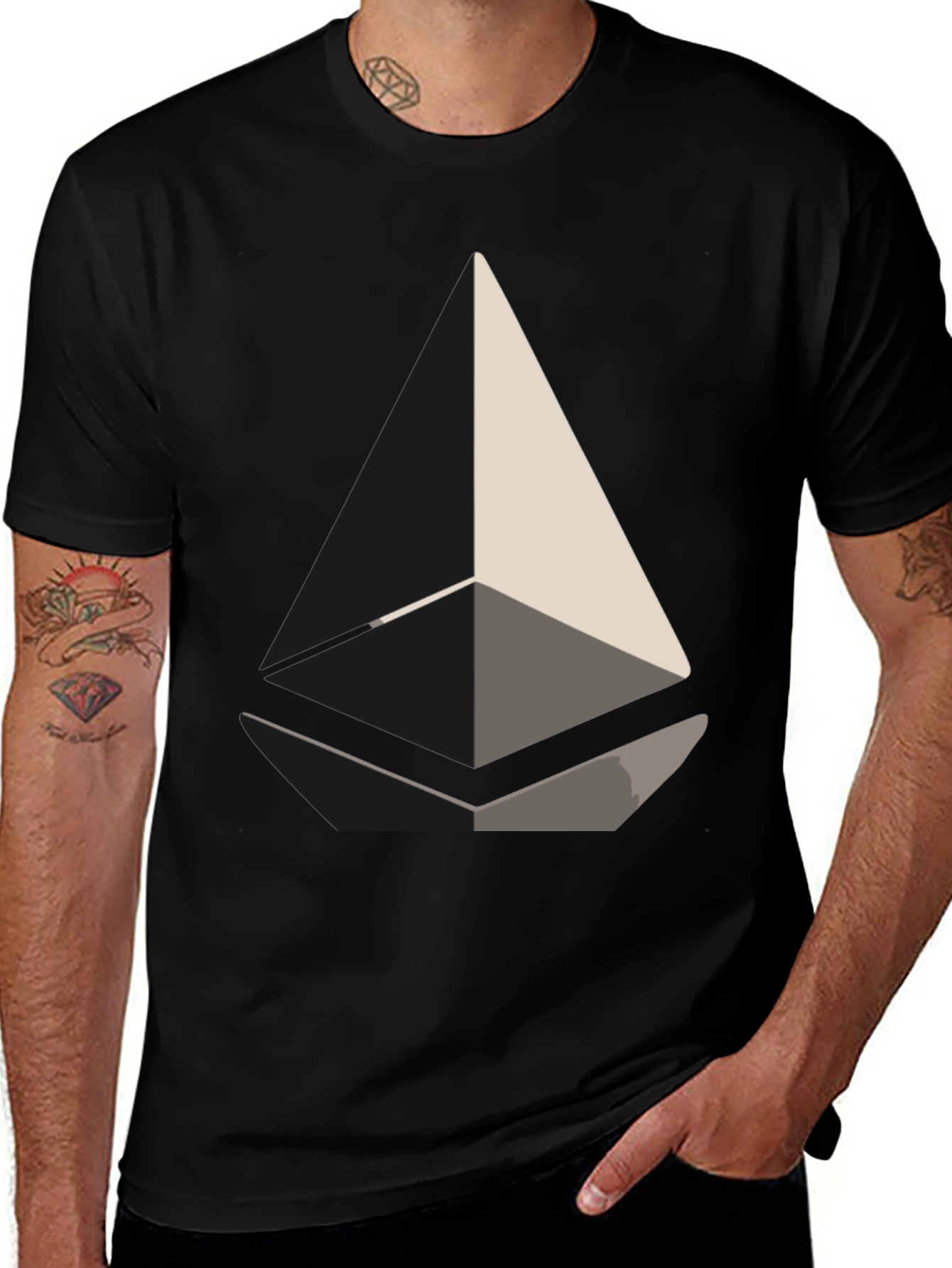 Abstract Geometric Design Black T-Shirt