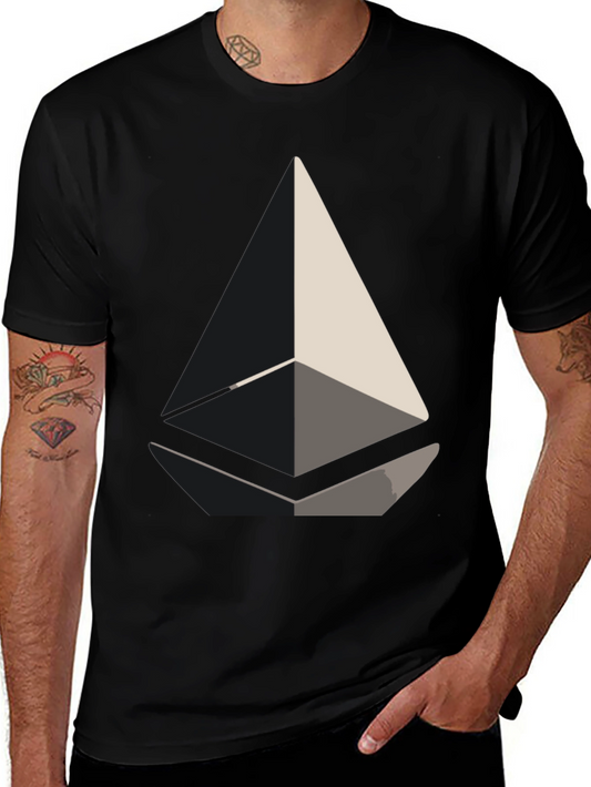 Abstract Geometric Design Black T-Shirt