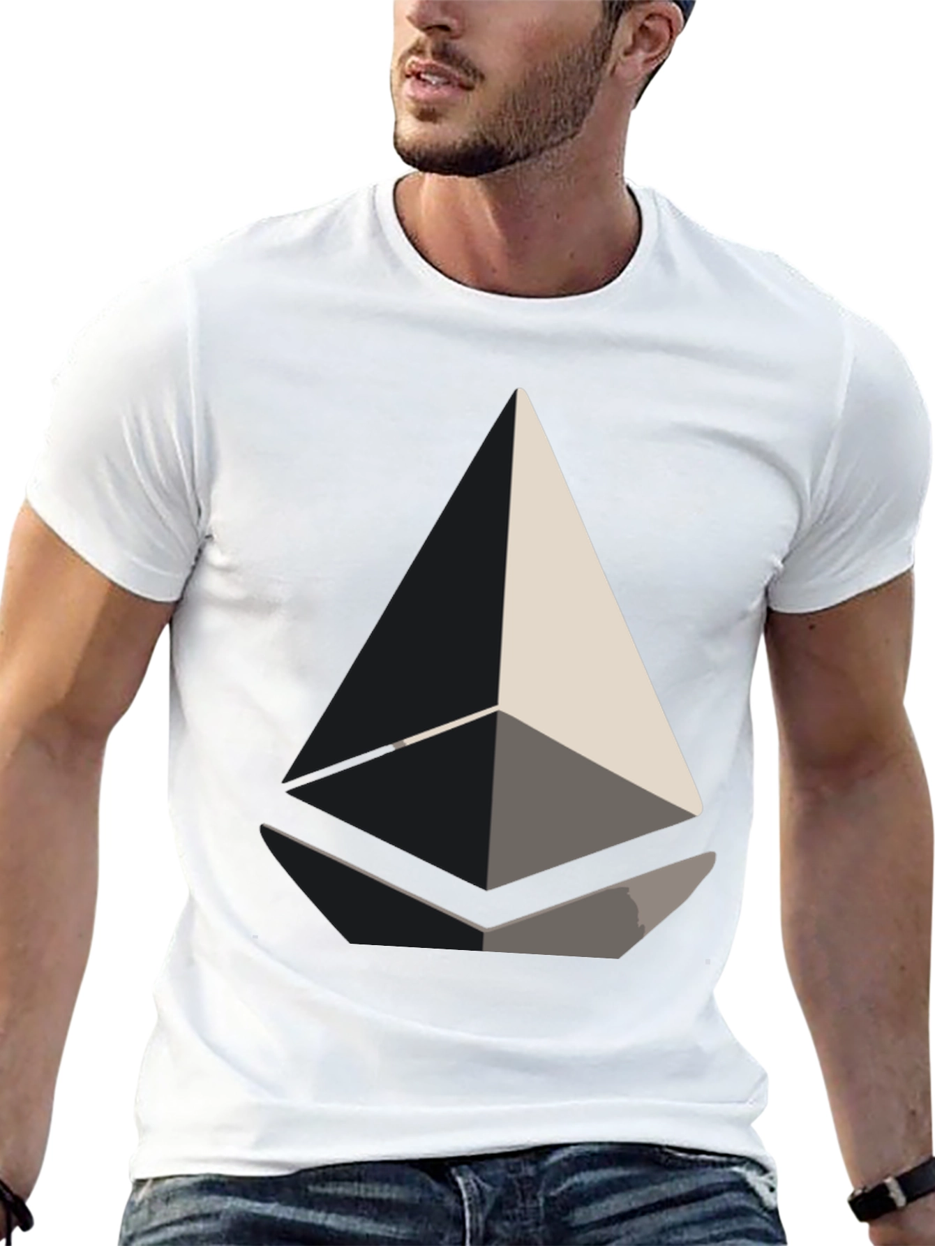 Abstract Geometric Design Black T-Shirt