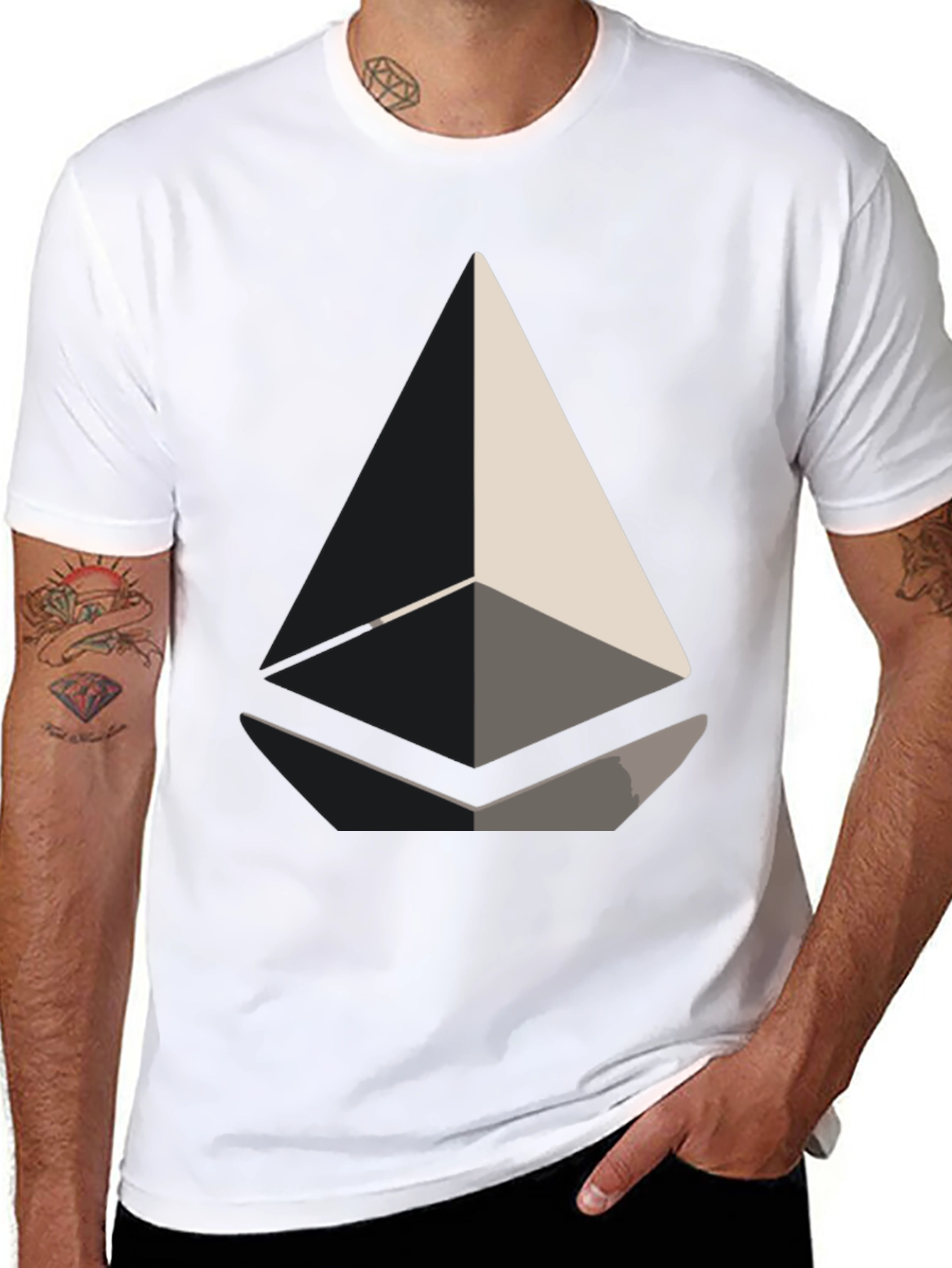 Abstract Geometric Design Black T-Shirt