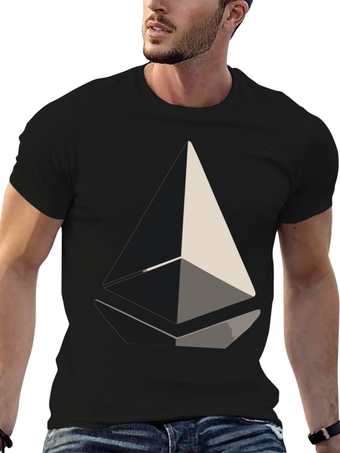 Abstract Geometric Design Black T-Shirt