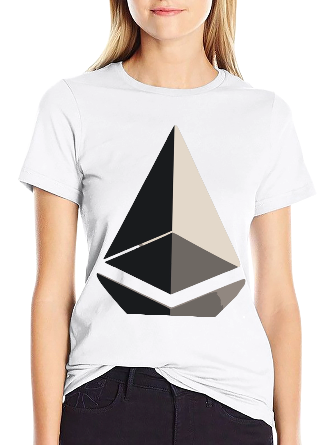 Abstract Geometric Design Black T-Shirt