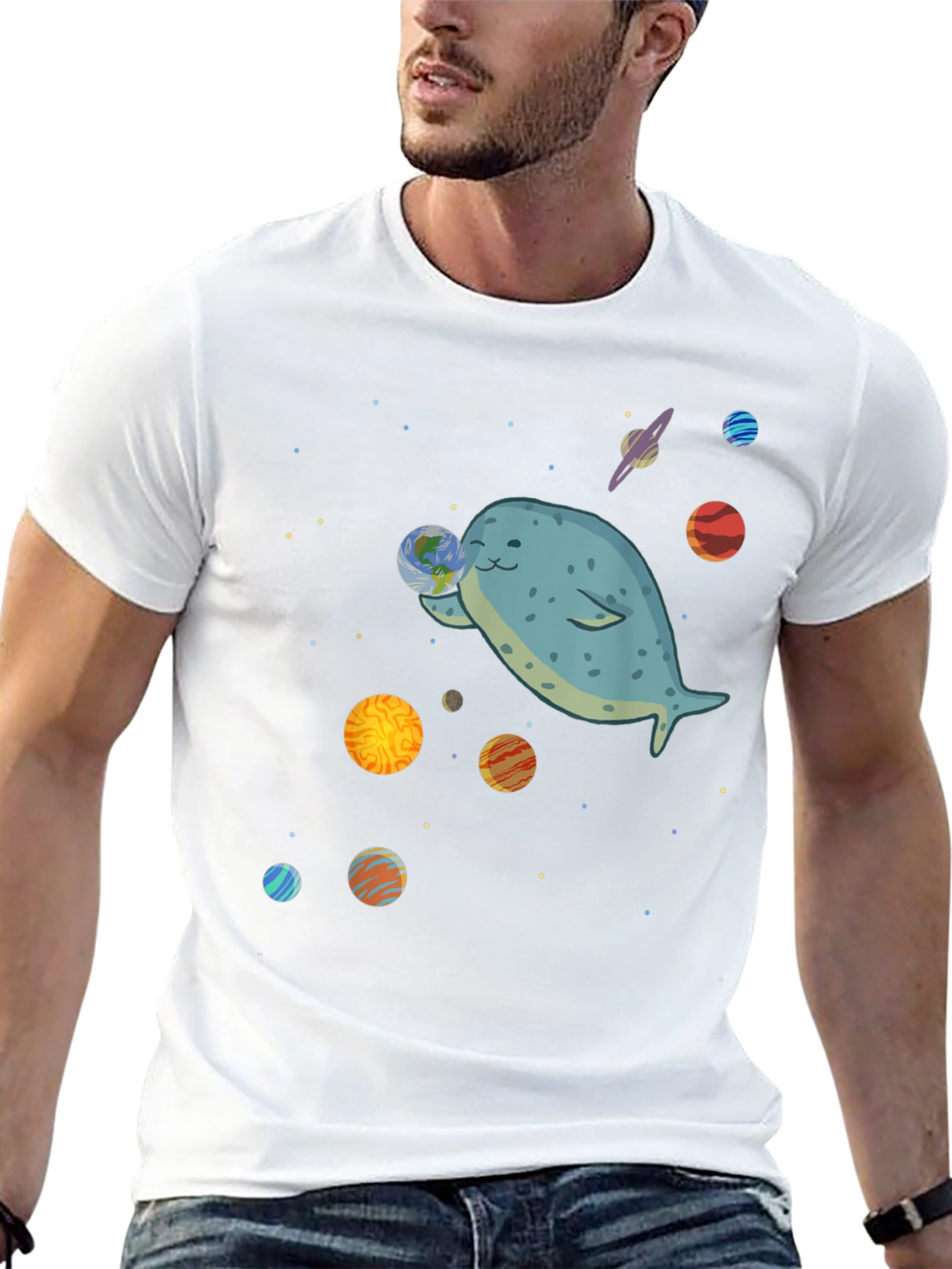 Space Whale T-Shirt - Cute Planet Design