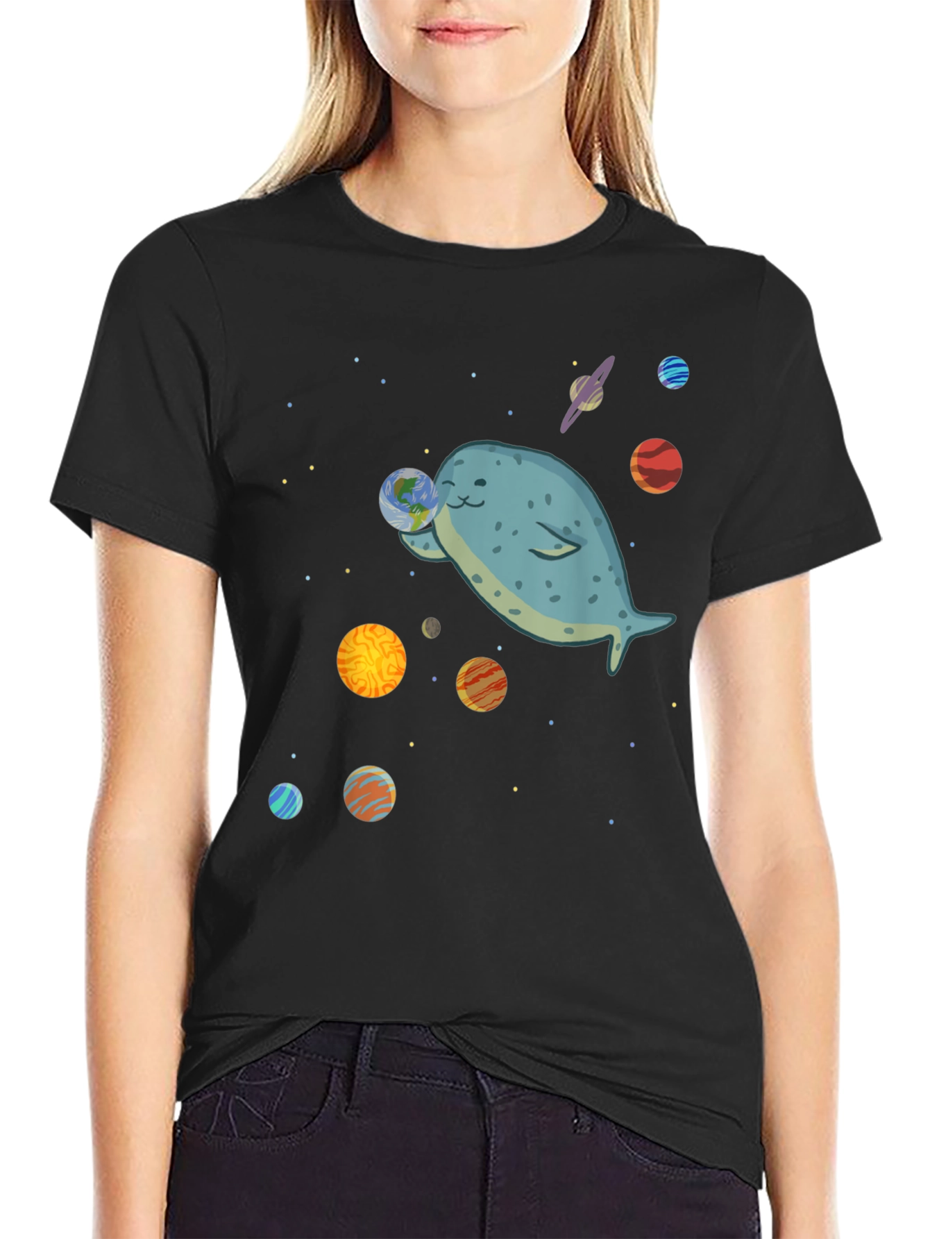 Space Whale T-Shirt - Cute Planet Design