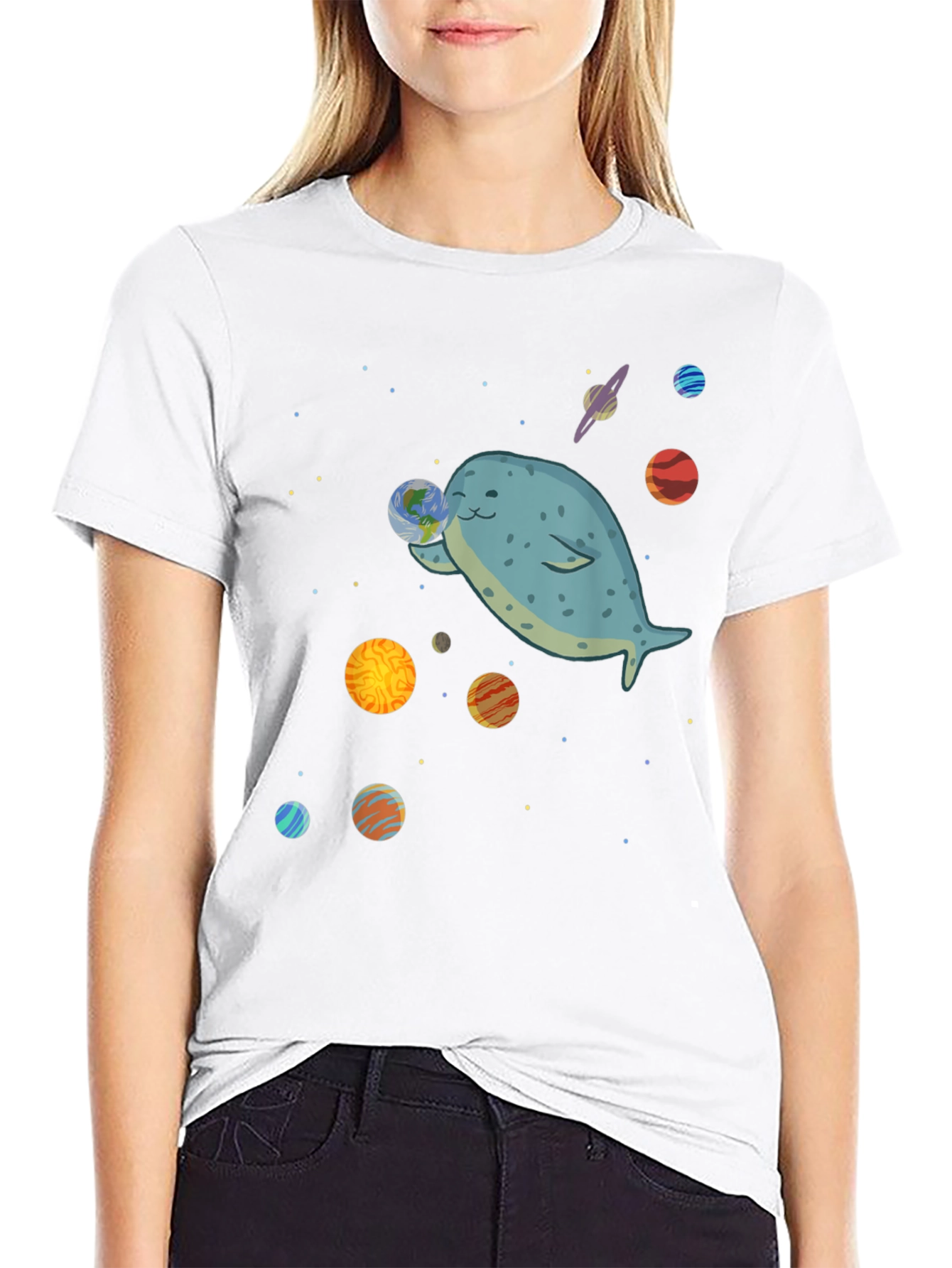 Space Whale T-Shirt - Cute Planet Design