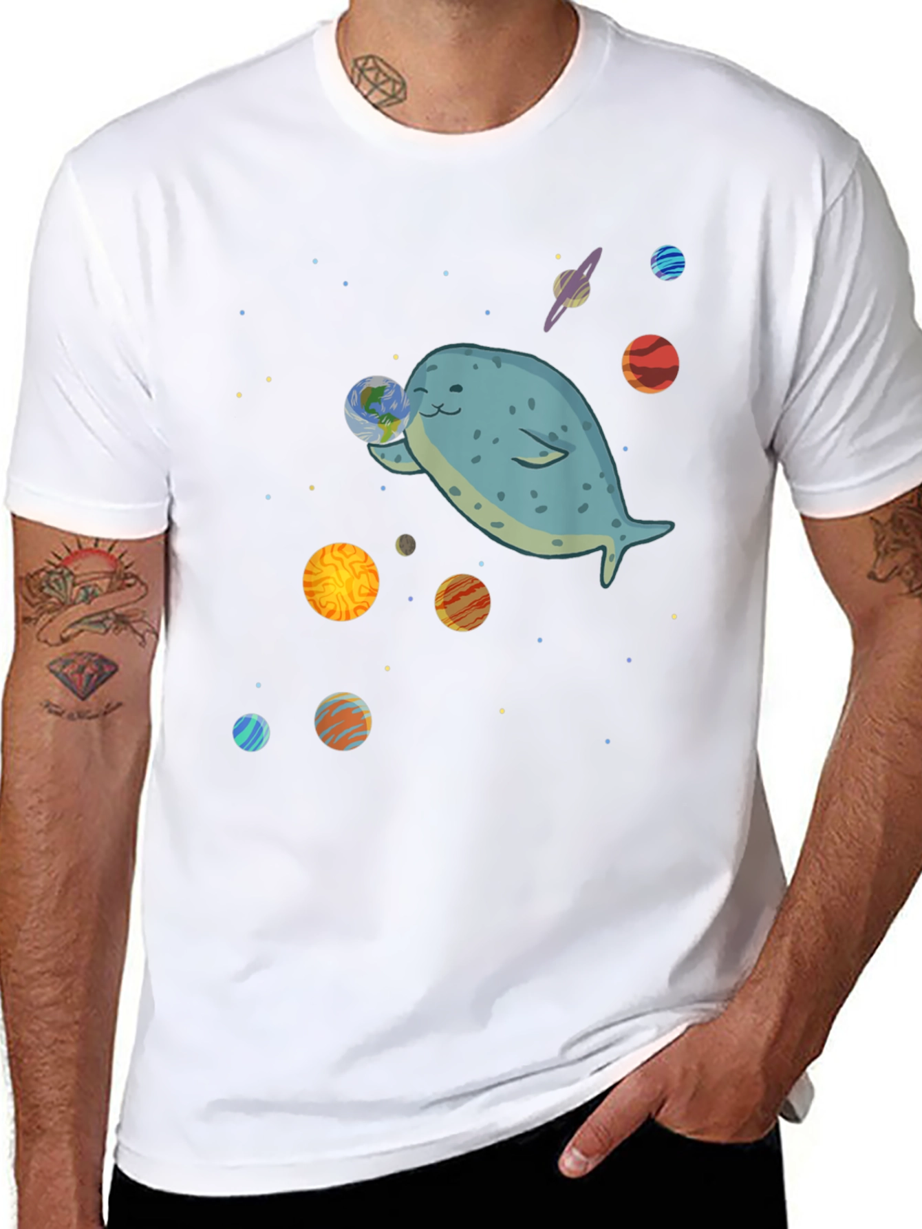 Space Whale T-Shirt - Cute Planet Design