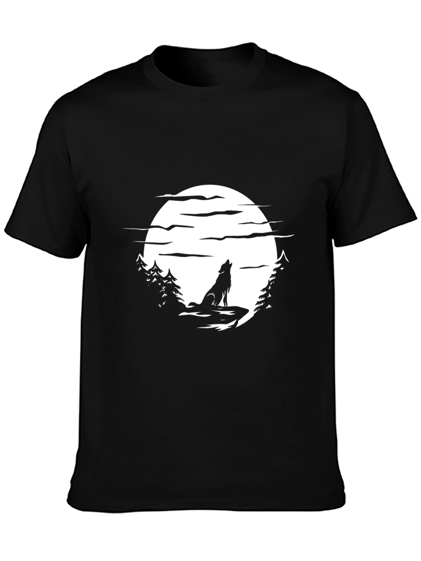 Wolf Moon Graphic T-Shirt - Black Nature Inspired Design
