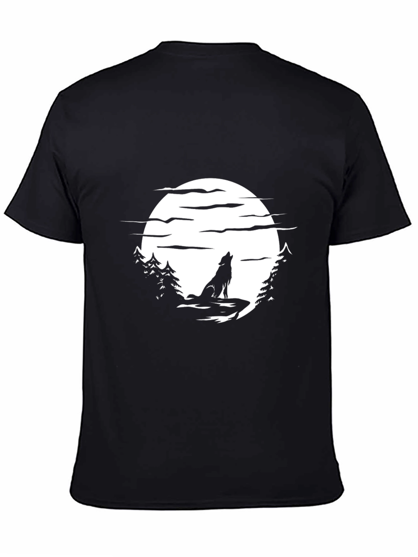 Wolf Moon Graphic T-Shirt - Black Nature Inspired Design