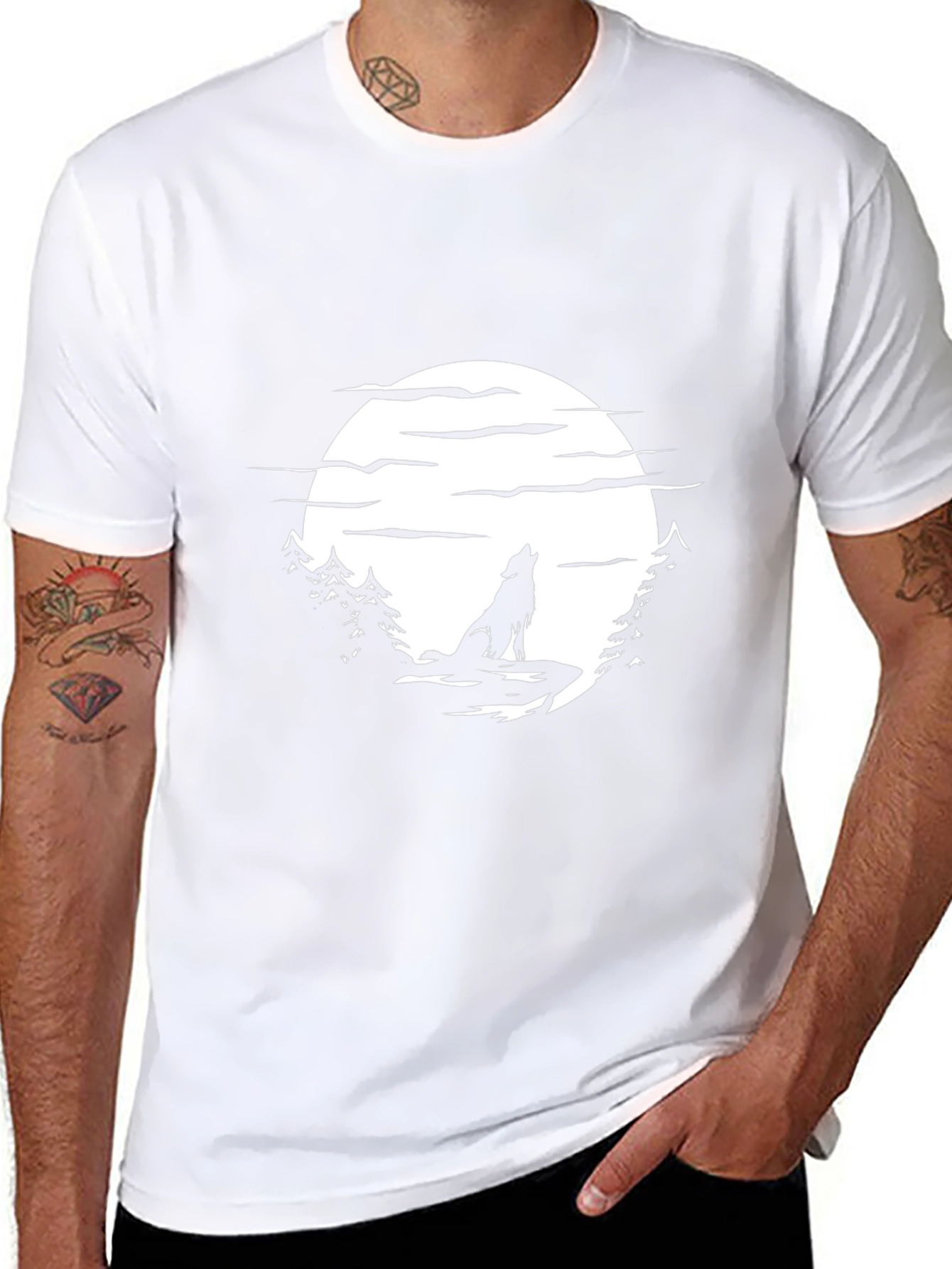 Wolf Moon Graphic T-Shirt - Black Nature Inspired Design