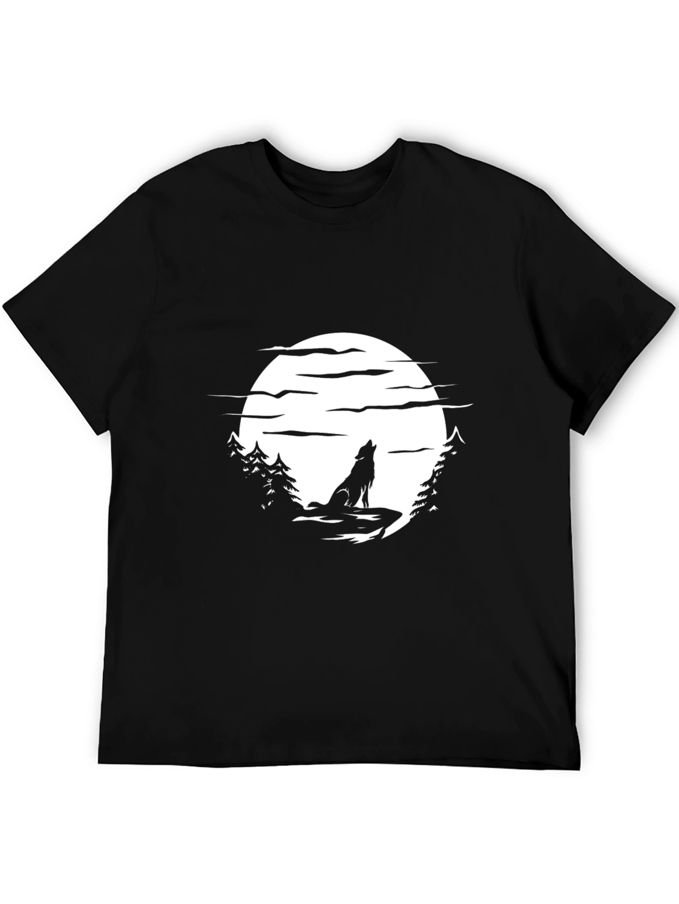 Wolf Moon Graphic T-Shirt - Black Nature Inspired Design