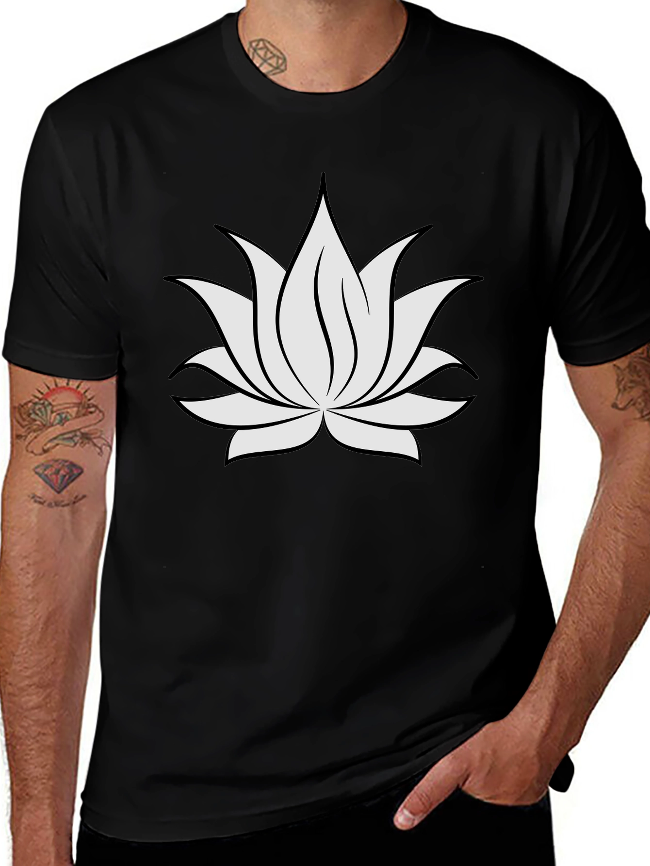 Lotus Flower Graphic Black Tee