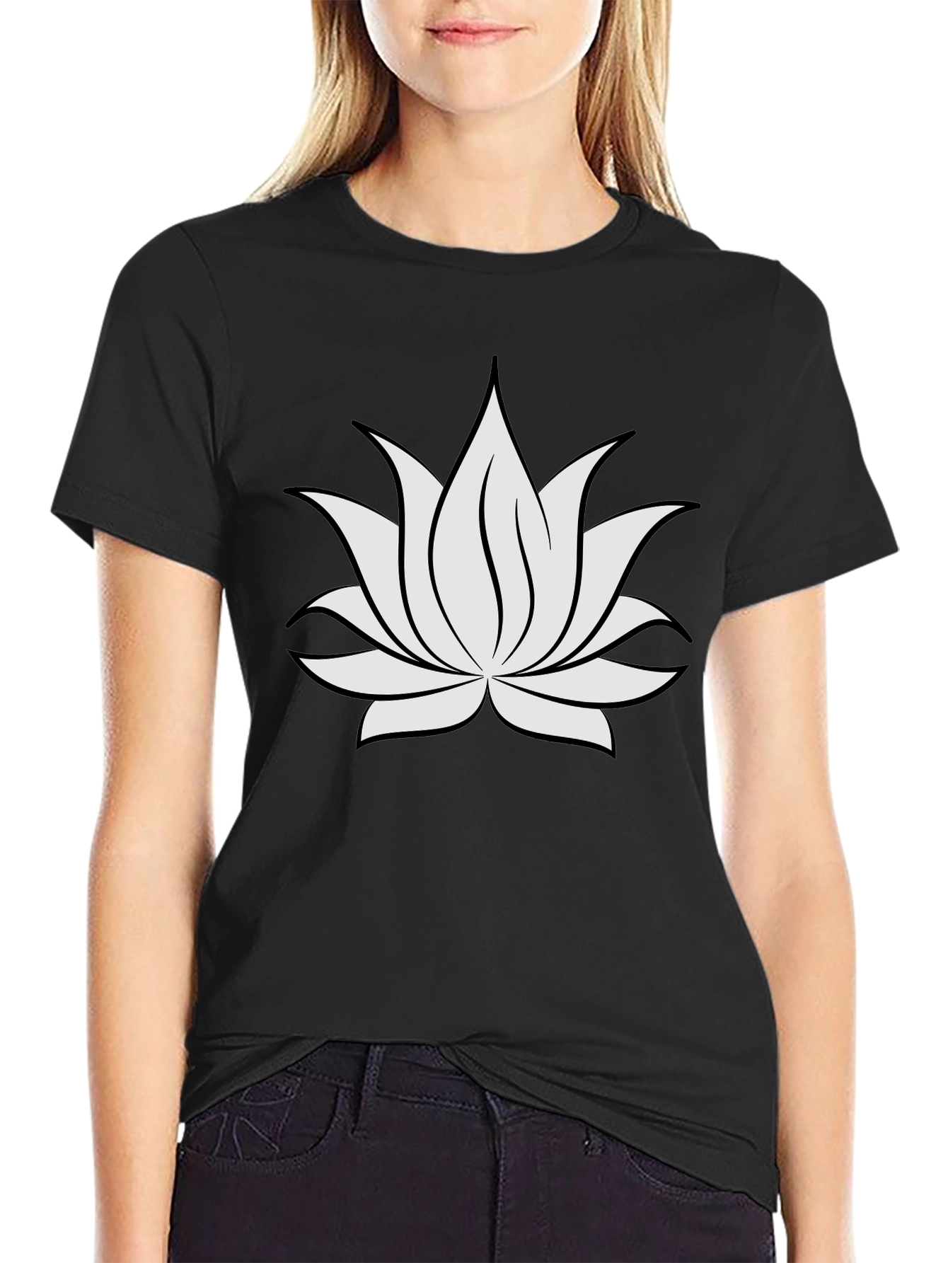 Lotus Flower Graphic Black Tee