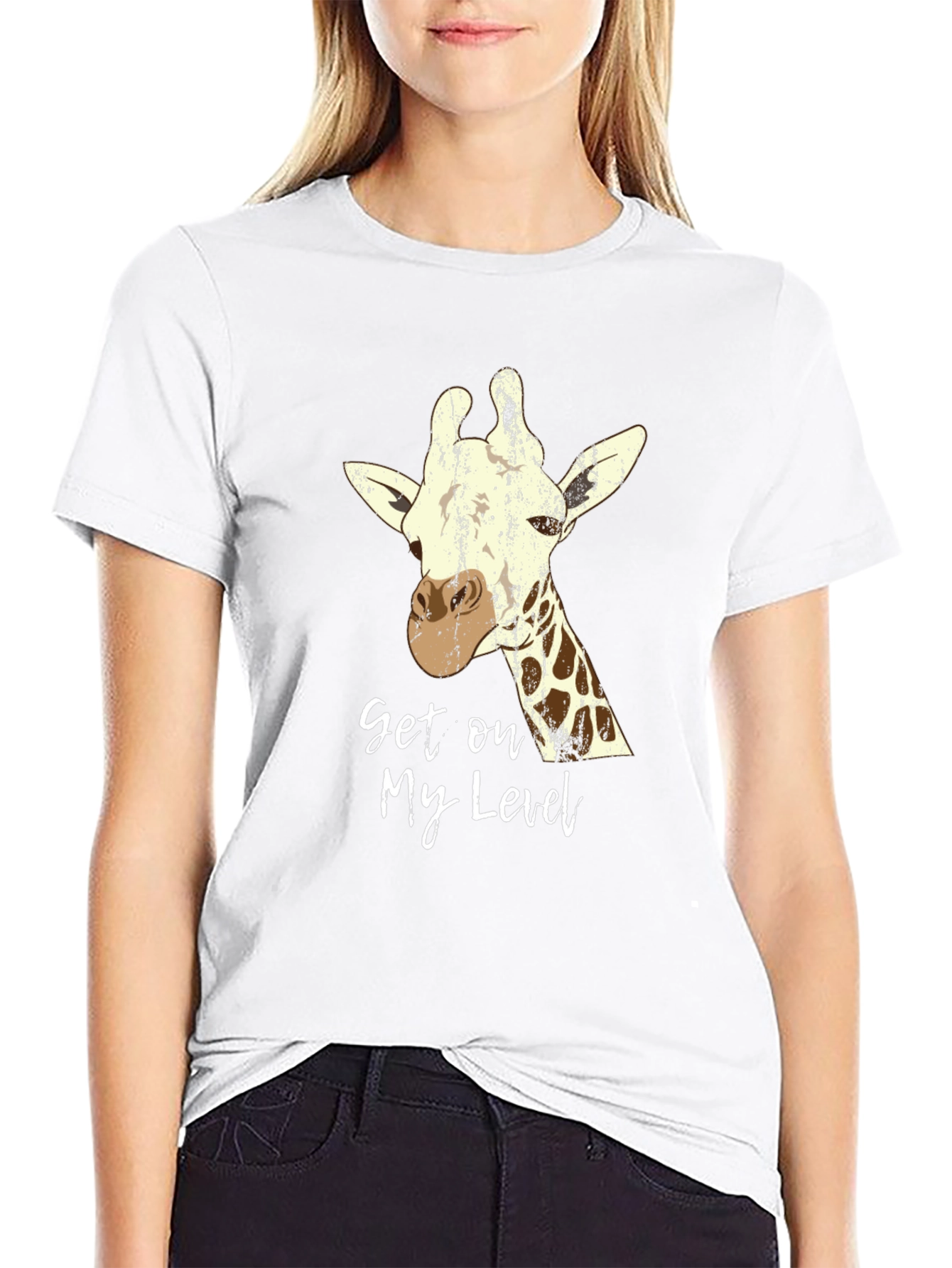 Get on My Level Giraffe Graphic Tee - Black