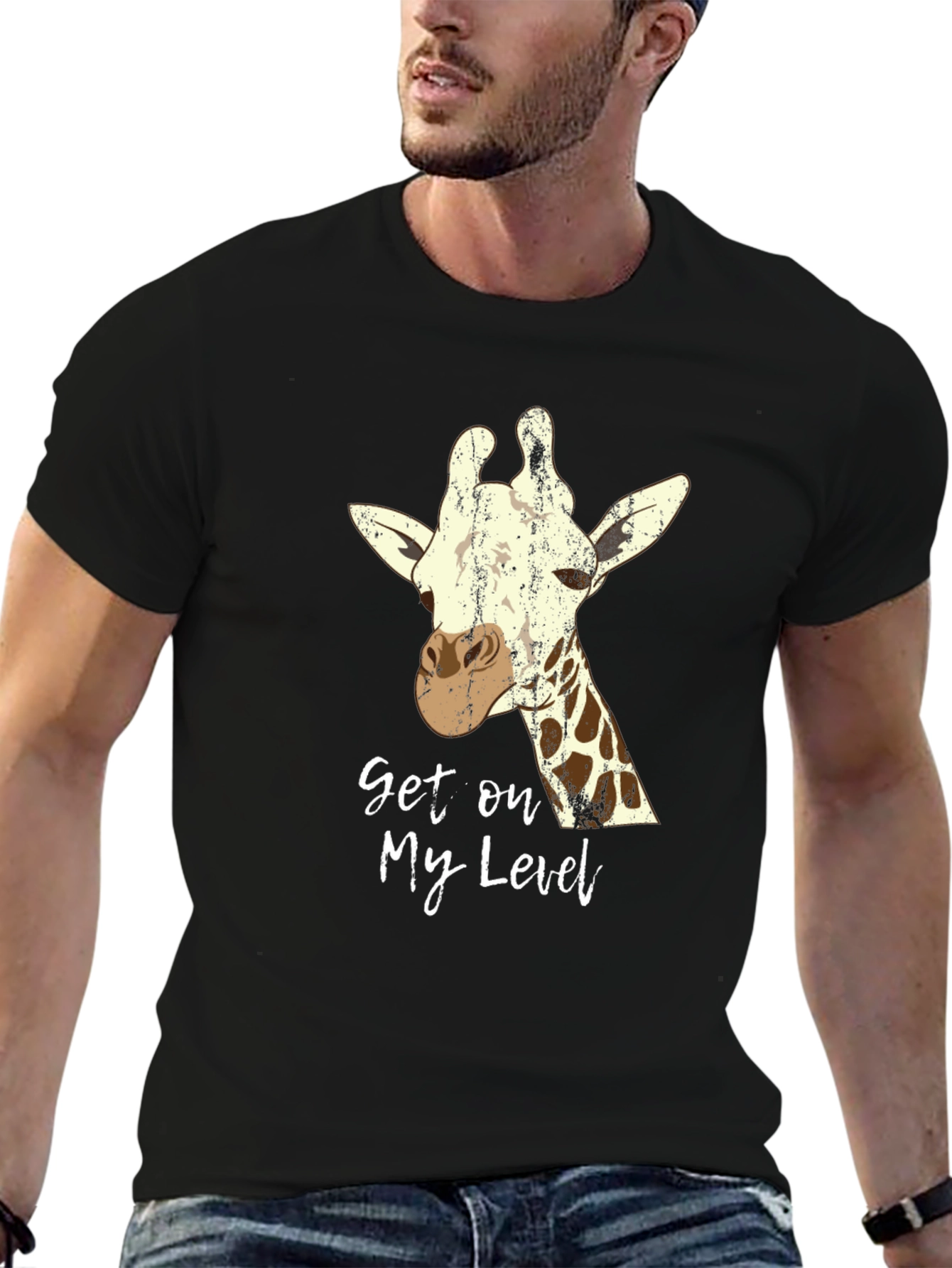 Get on My Level Giraffe Graphic Tee - Black