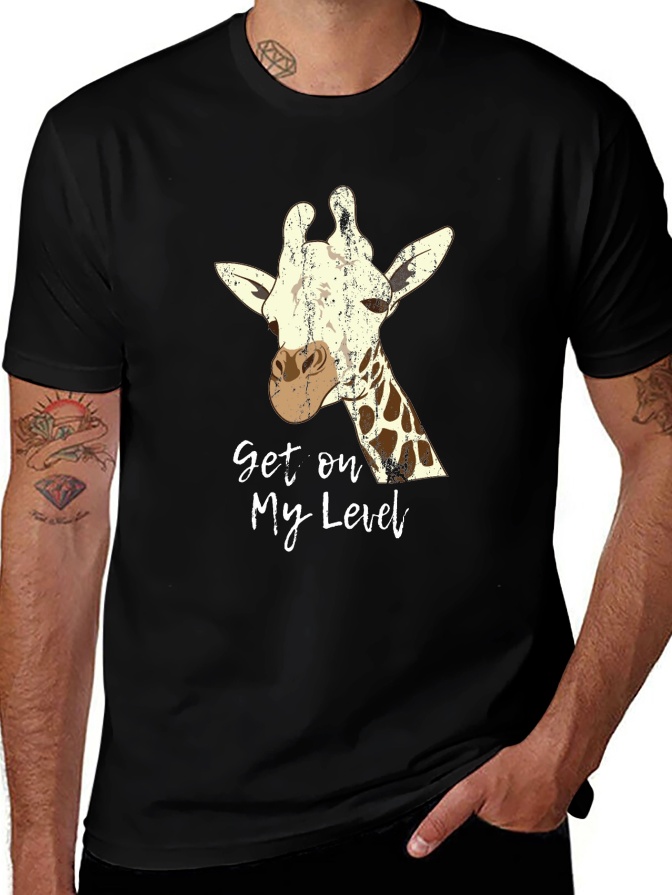 Get on My Level Giraffe Graphic Tee - Black