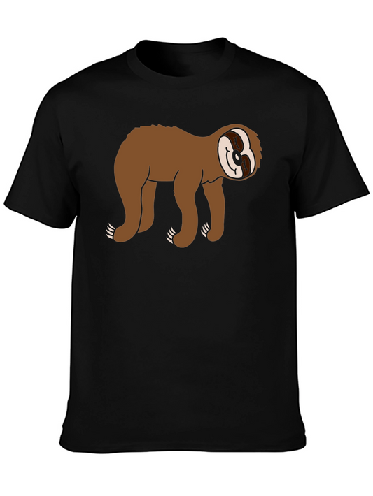 Sloth Graphic Tee - Black Cotton Casual Wear