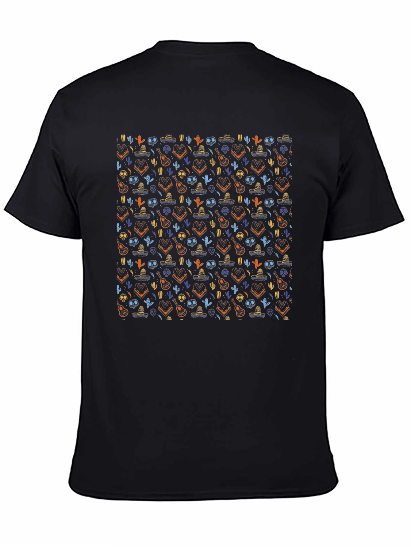 Day of the Dead Patterned Black T-Shirt