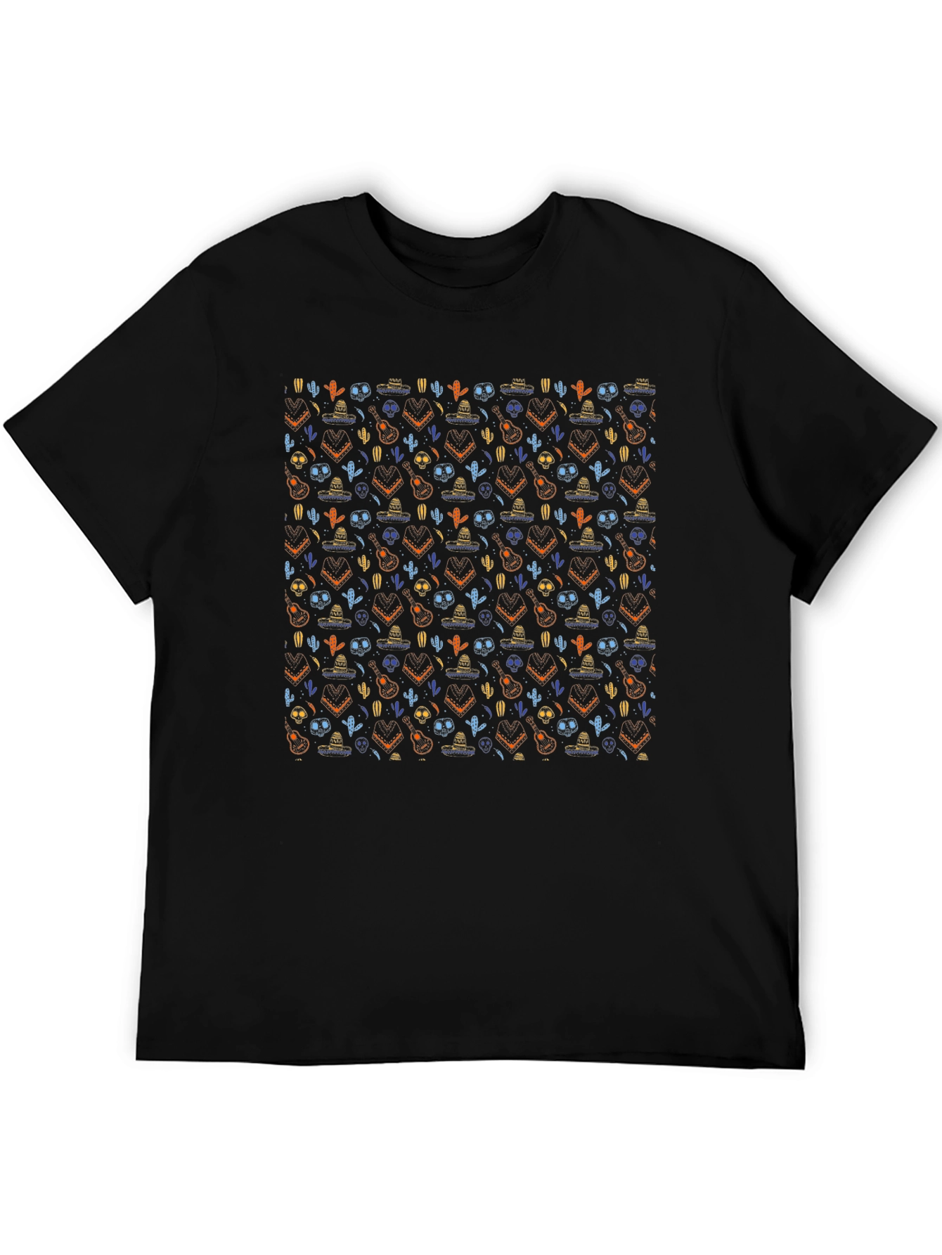 Day of the Dead Patterned Black T-Shirt