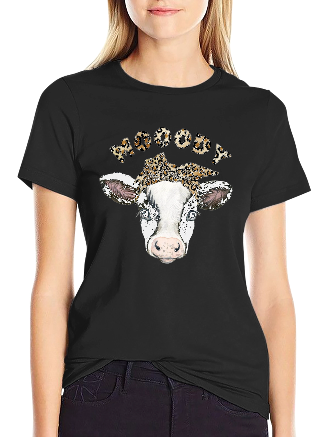 Moody Cow Print T-Shirt