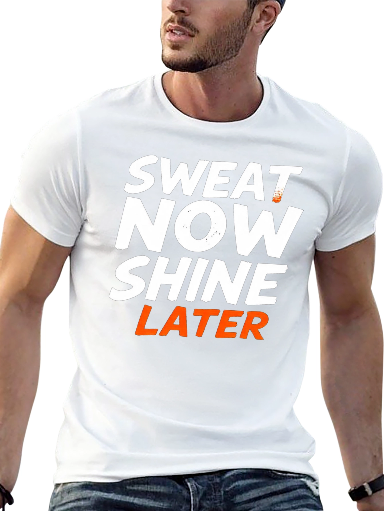 Sweat Now Shine Later Mens Black Graphic T-Shirt