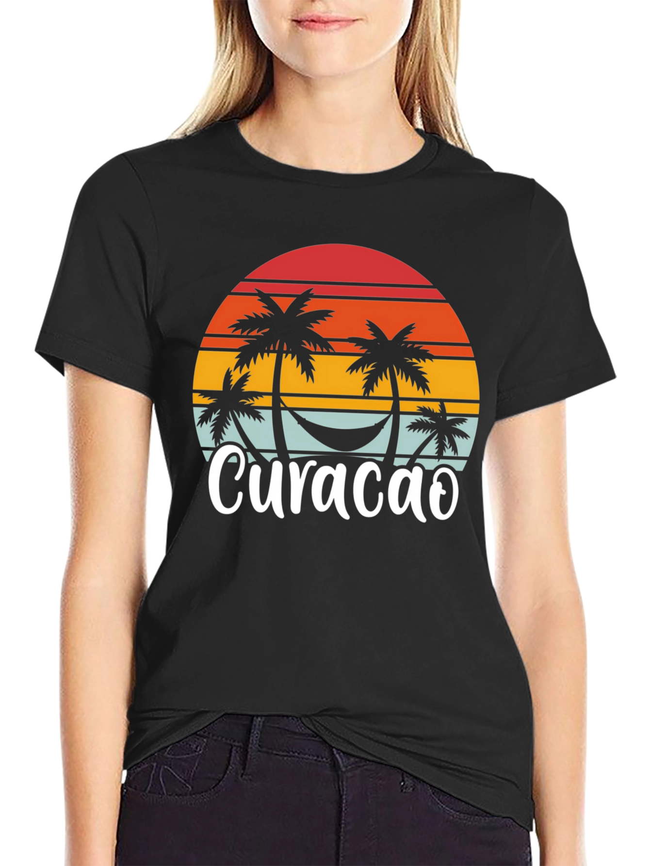 Curacao Palm Tree Sunset T-Shirt