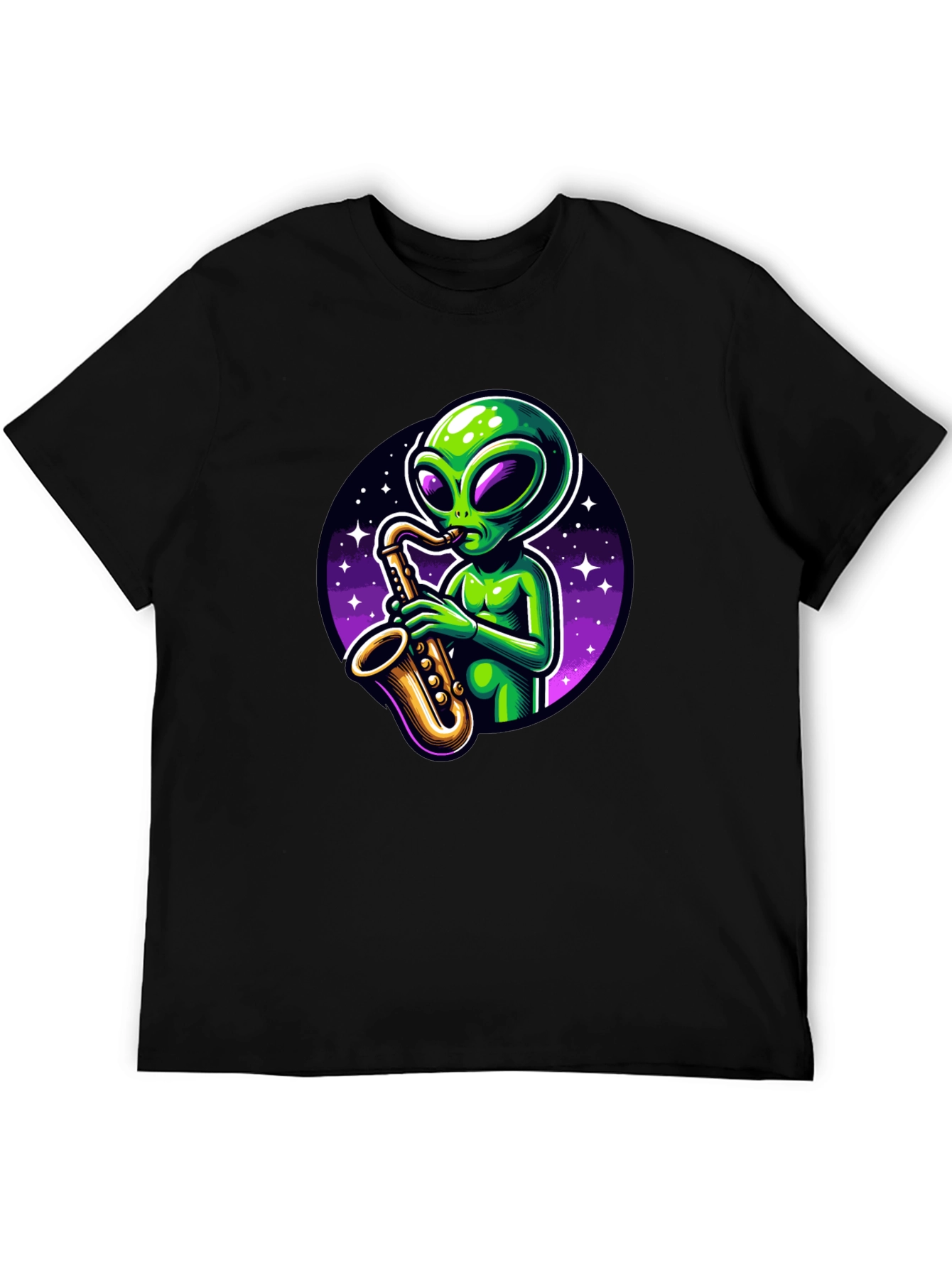 Alien Sax Player Graphic Tee - Black