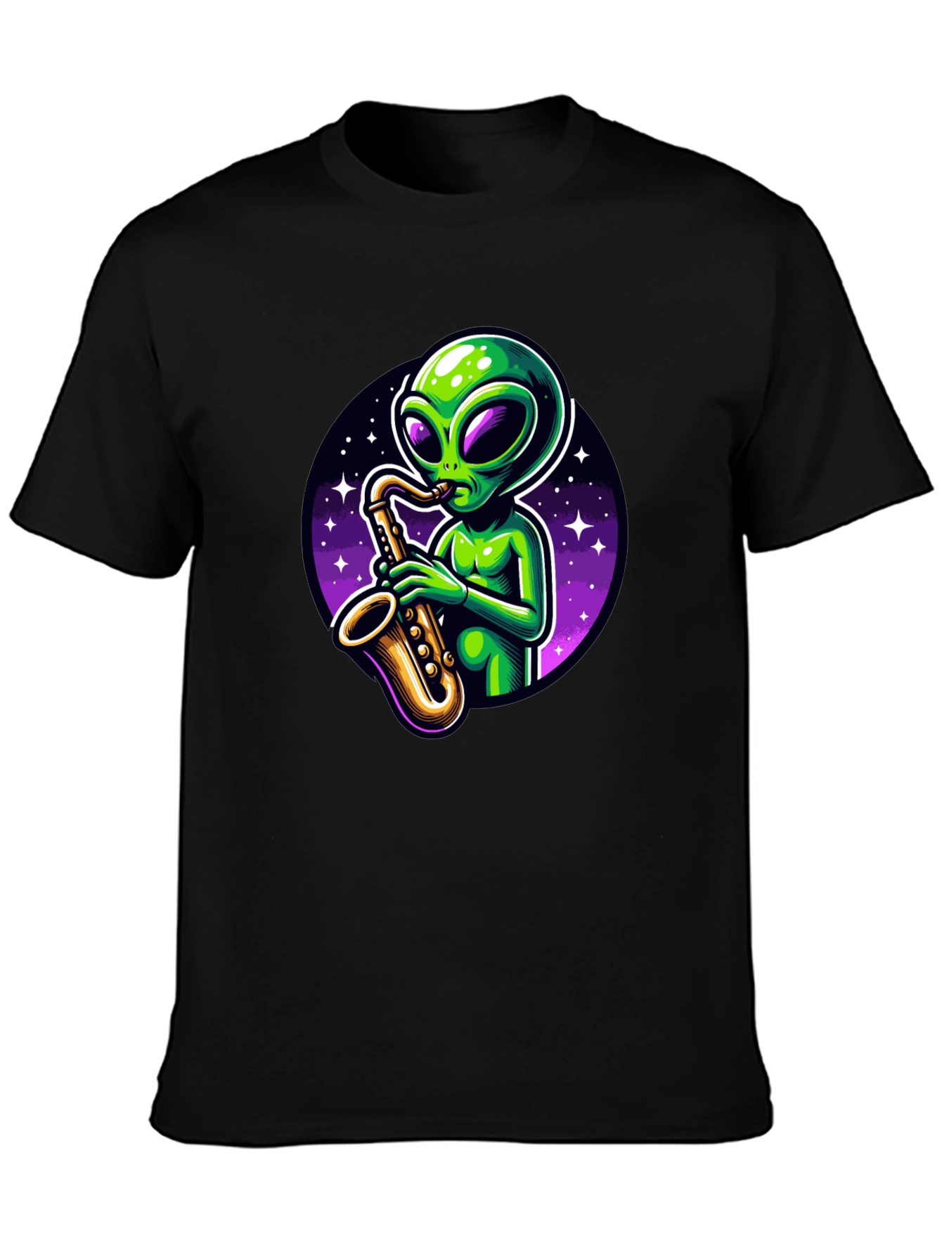 Alien Sax Player Graphic Tee - Black