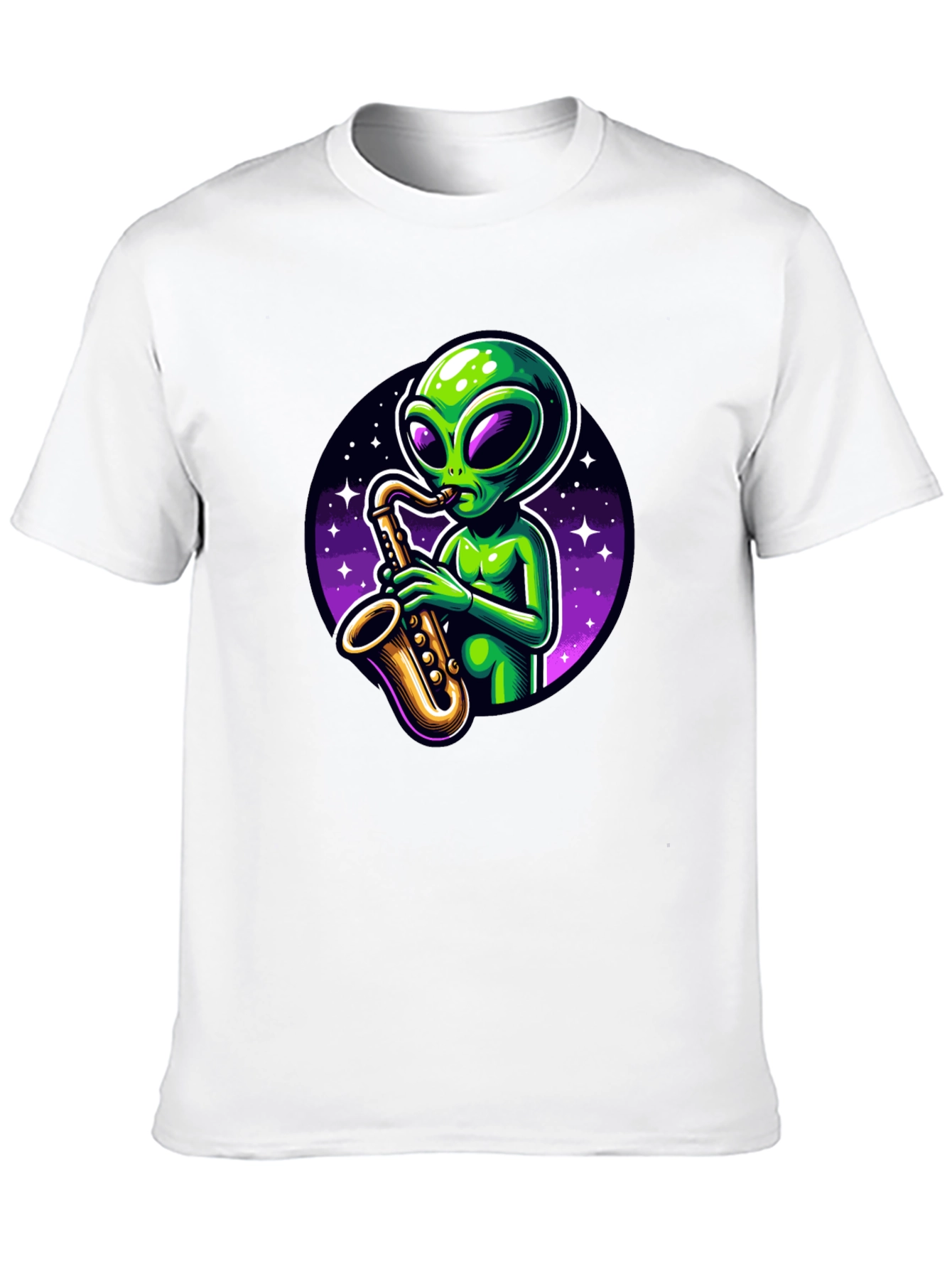 Alien Sax Player Graphic Tee - Black