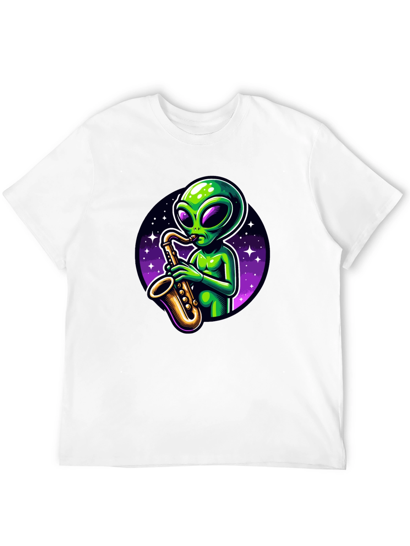 Alien Sax Player Graphic Tee - Black