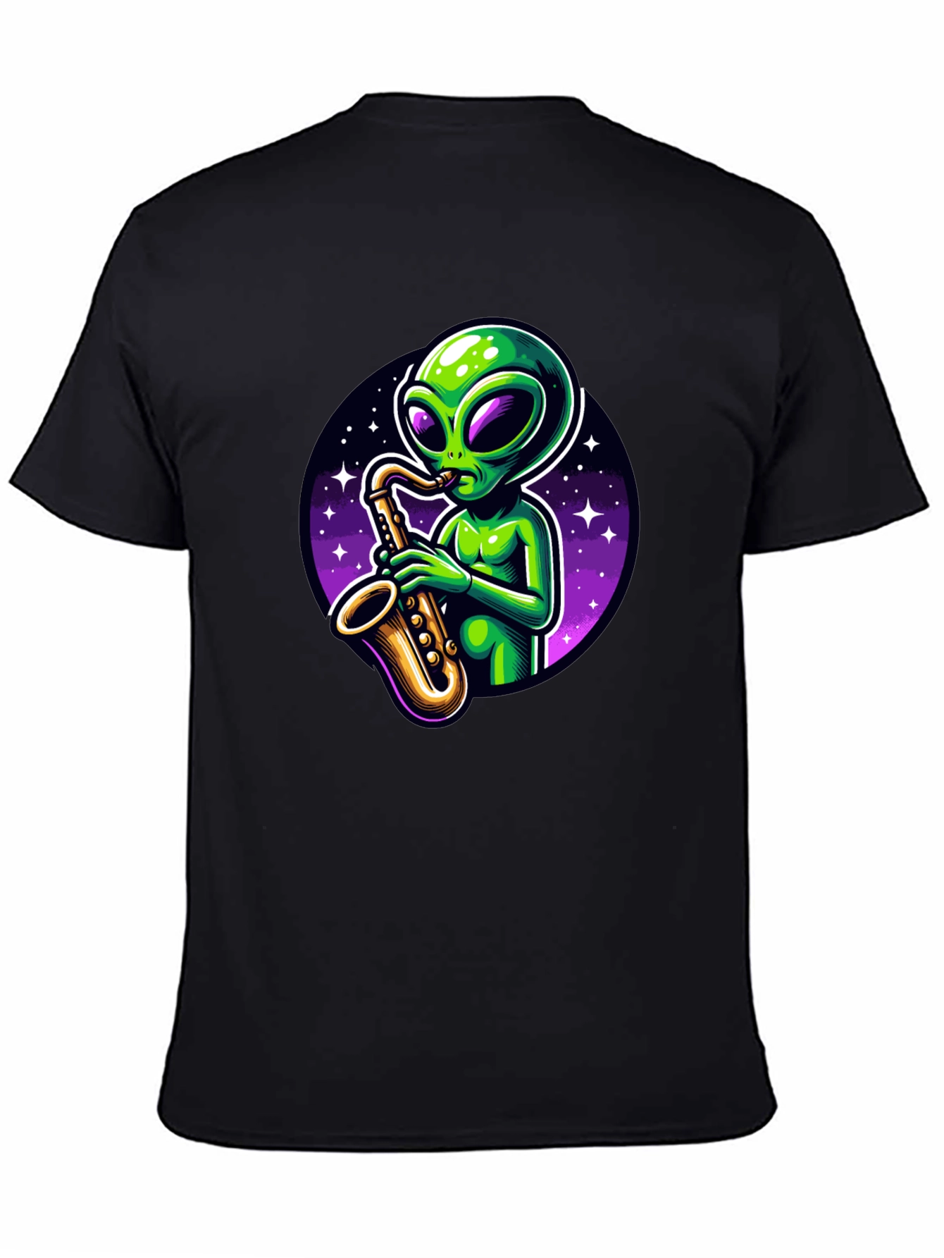 Alien Sax Player Graphic Tee - Black