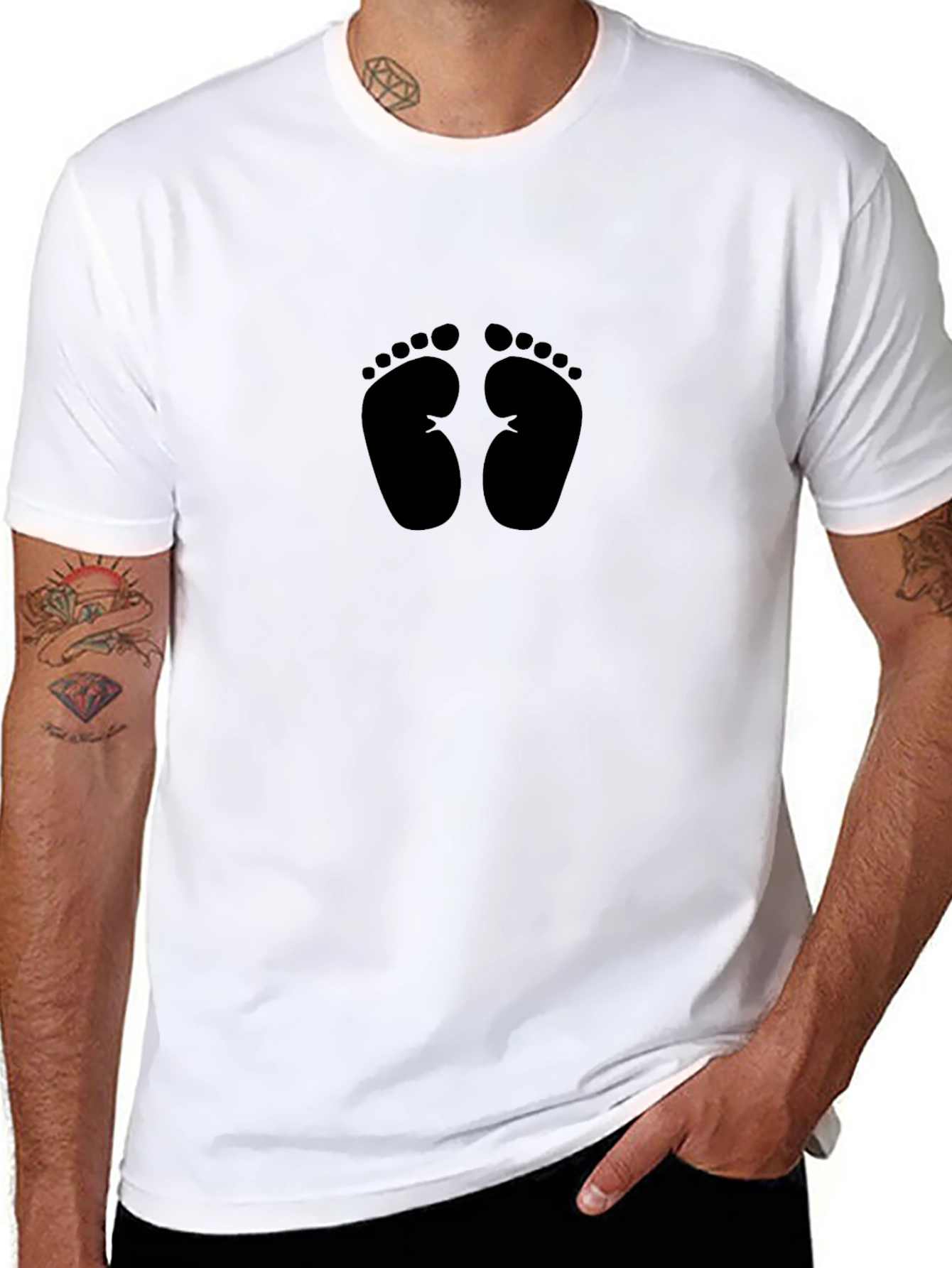 Black Footprints Graphic Tee - Soft Cotton Comfort