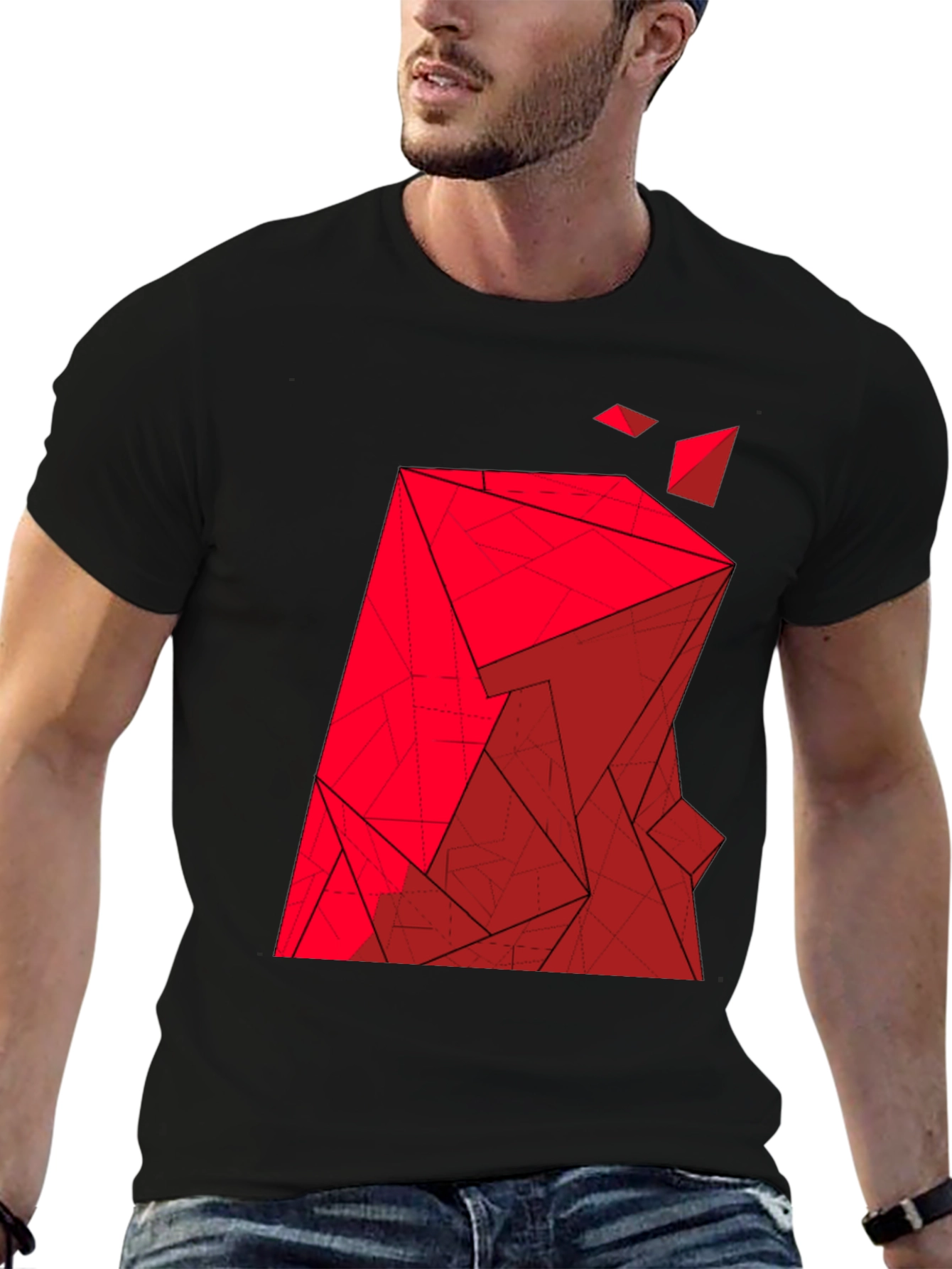 Abstract Geometric Red Graphic Tee