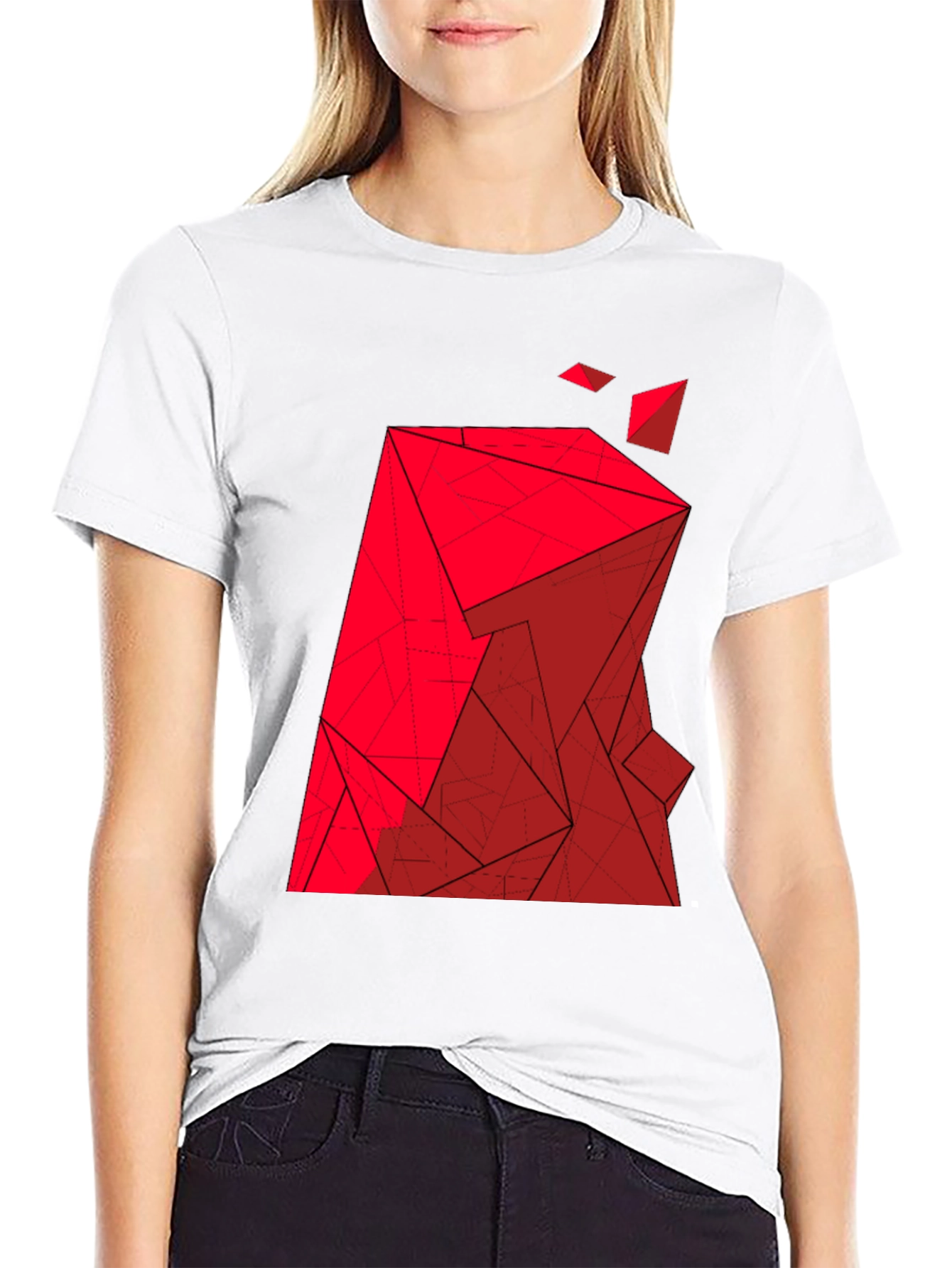Abstract Geometric Red Graphic Tee