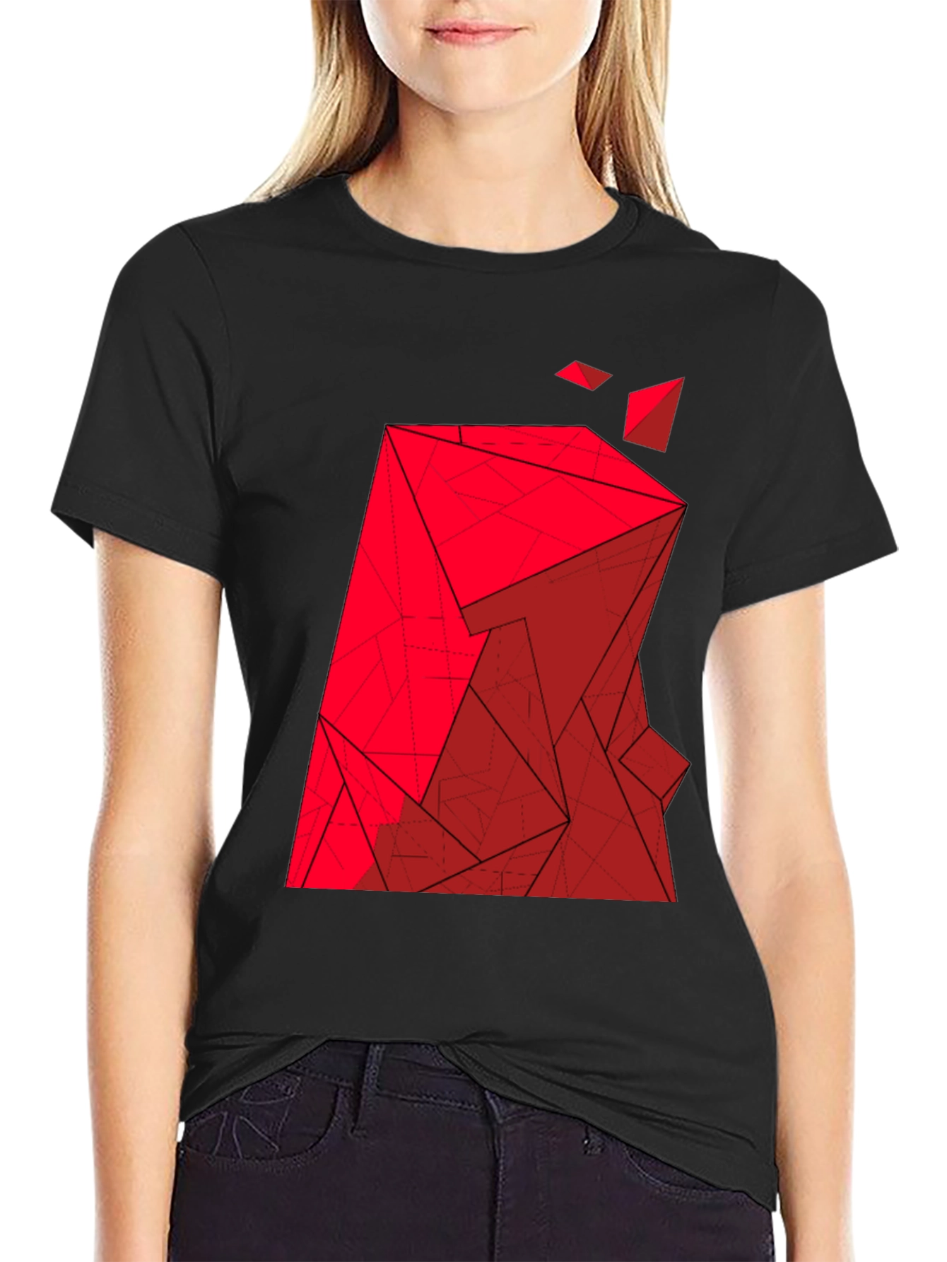 Abstract Geometric Red Graphic Tee