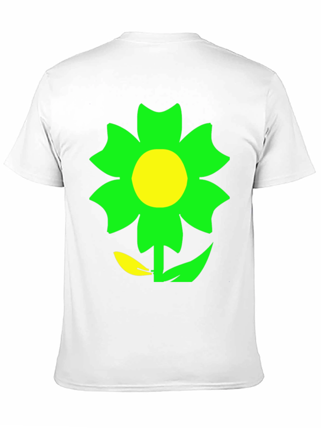 Green Flower Graphic Black T-Shirt