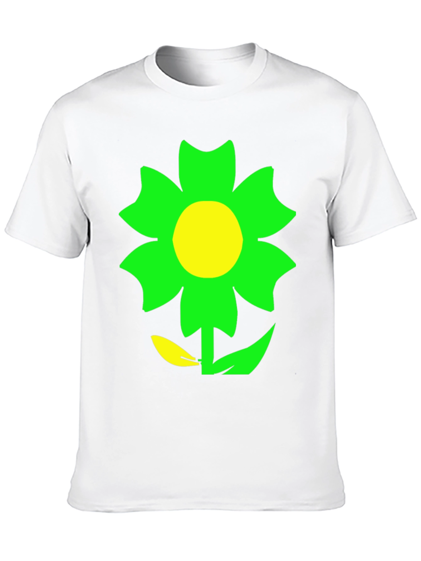 Green Flower Graphic Black T-Shirt